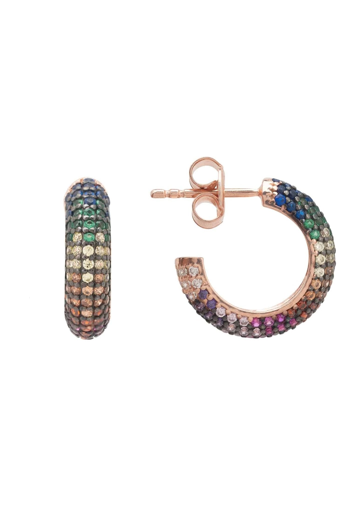 Rainbow Hoop Earrings Rosegold - LATELITA Earrings