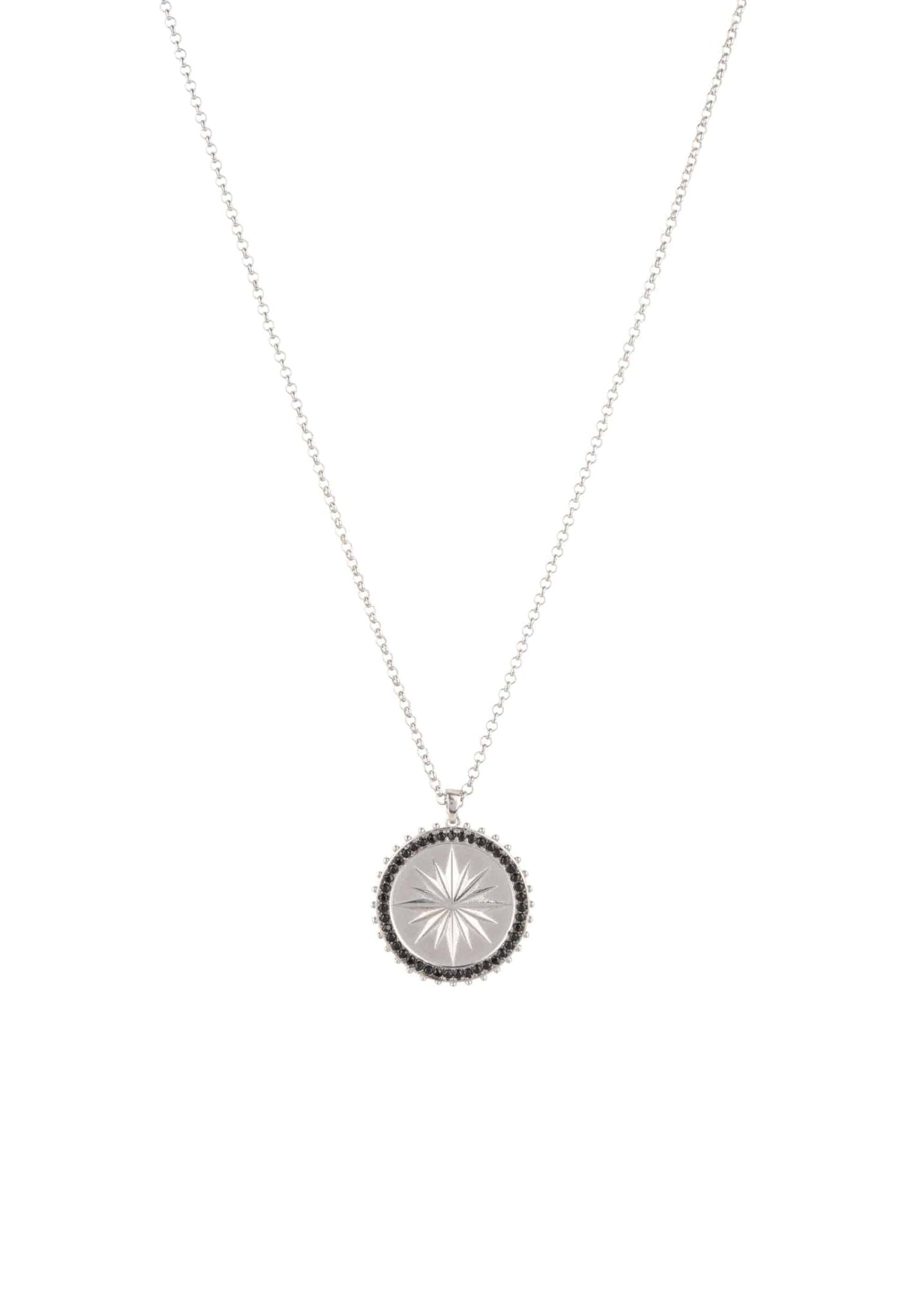 Reversible Moral Compass Starburst Pendant Necklace Silver - LATELITA Necklaces