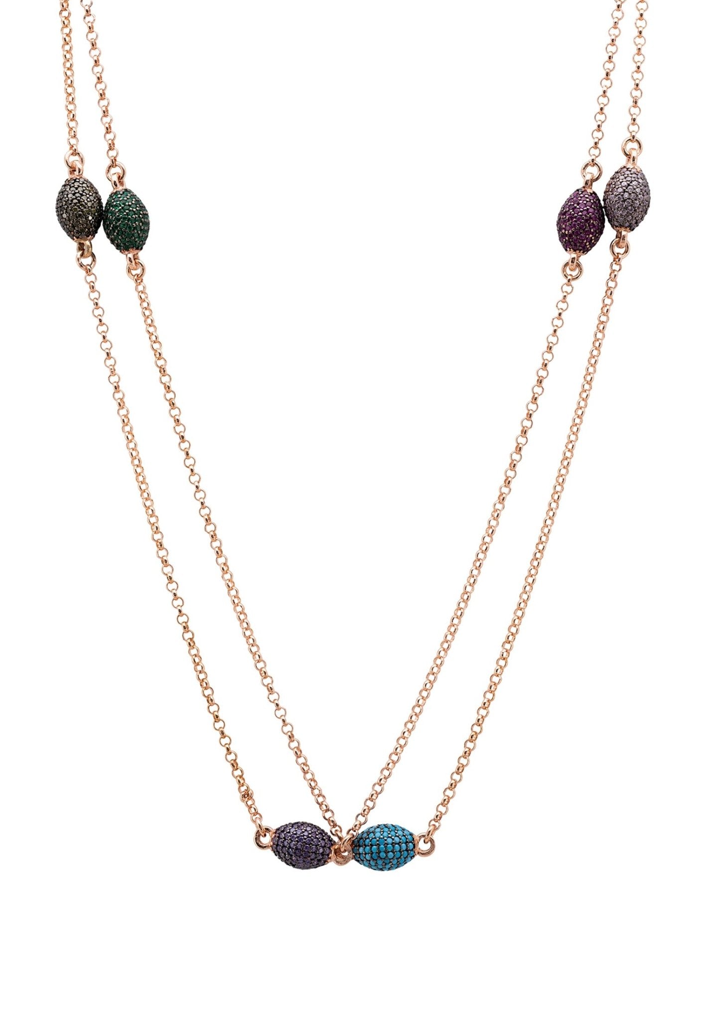 Rococo Rainbow Long Necklace Rosegold - LATELITA Necklaces