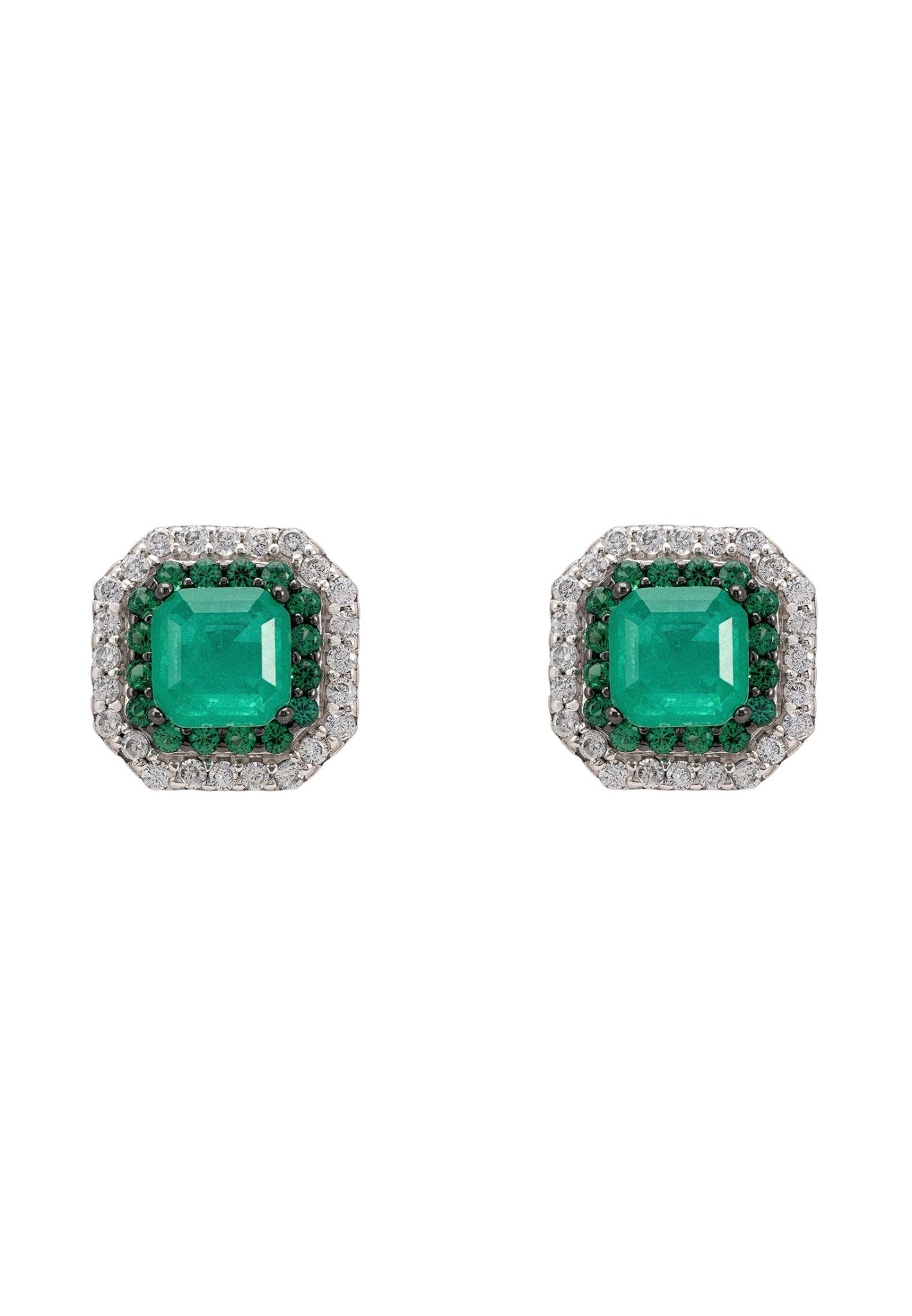 Rosalind Stud Earrings Silver Colombian Emerald - LATELITA Earrings