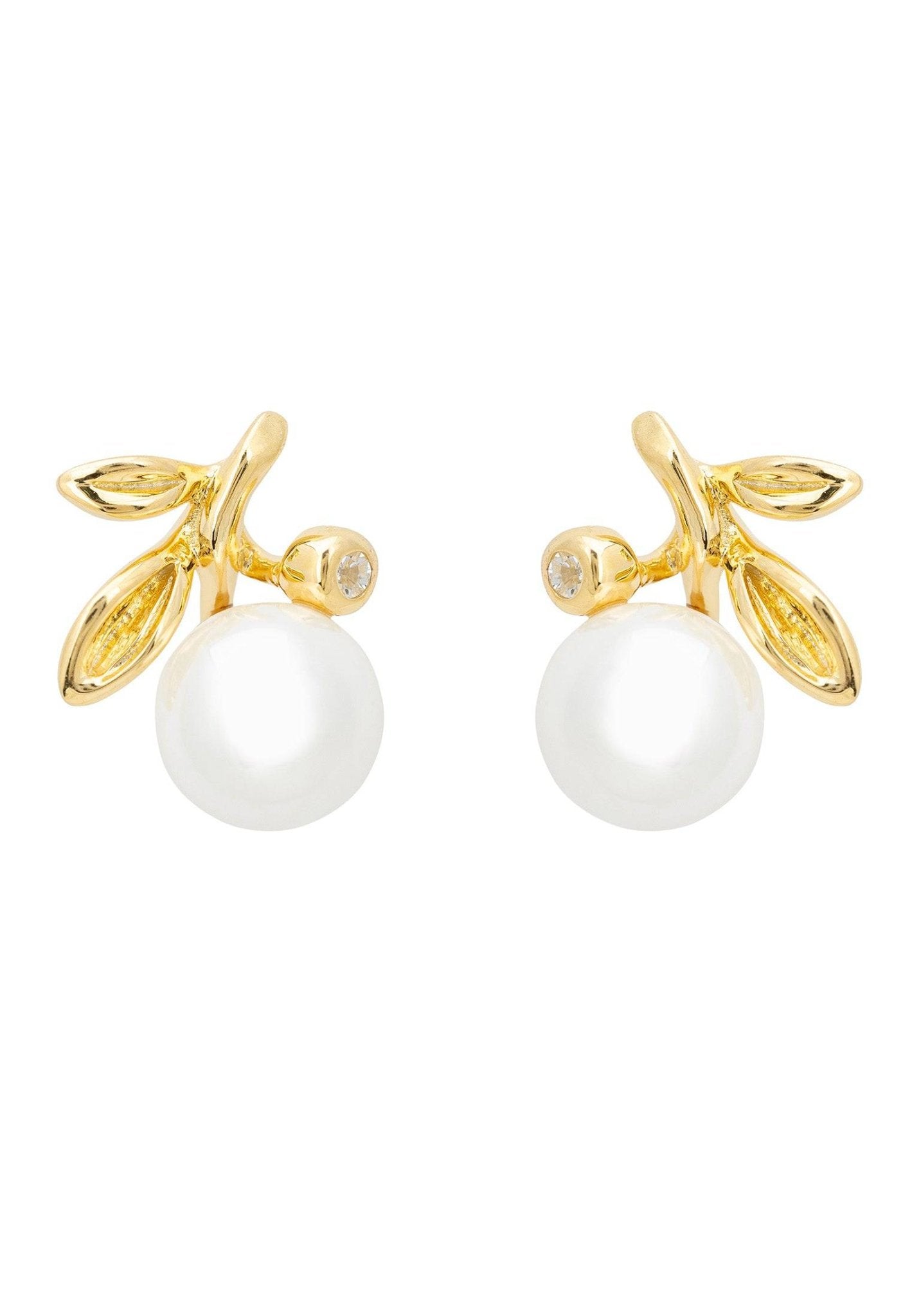 Rosebud Pearl Stud Earrings Gold - LATELITA Earrings