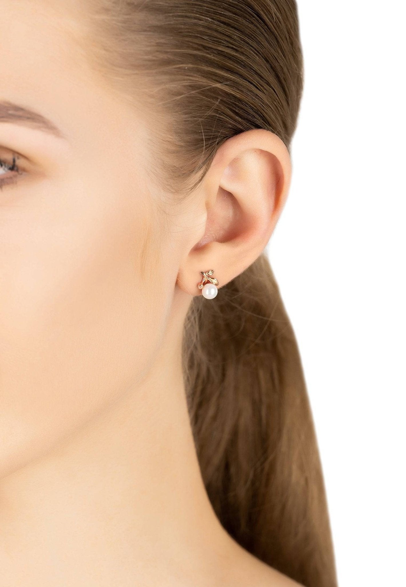 Rosebud Pearl Stud Earrings Rosegold - LATELITA Earrings