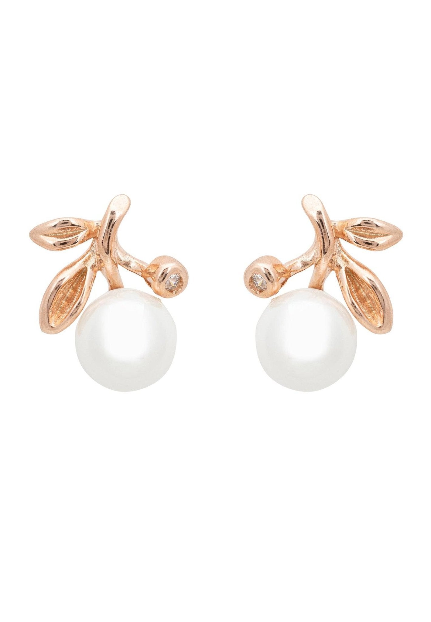 Rosebud Pearl Stud Earrings Rosegold - LATELITA Earrings