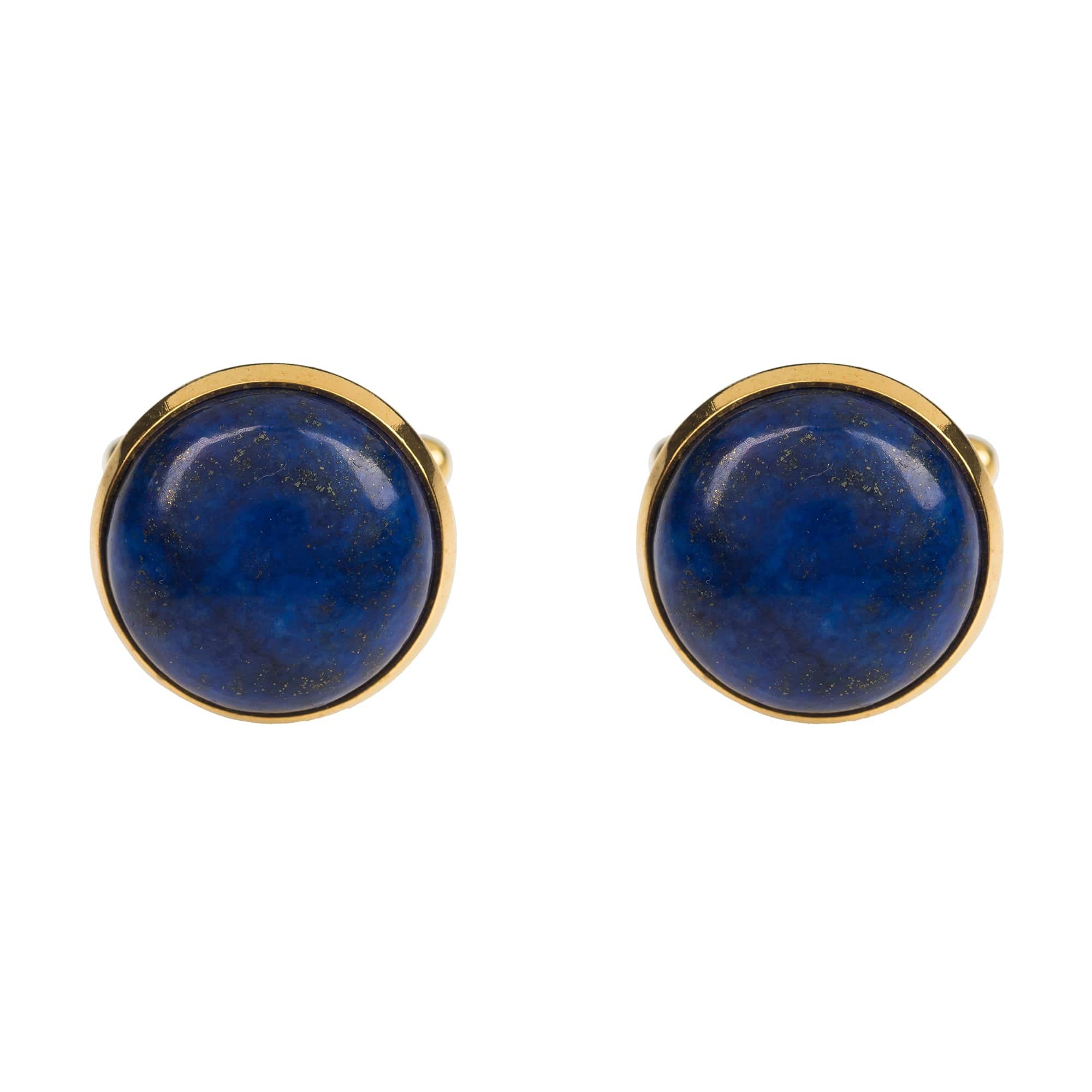 Round Cabochon Cufflink Gold Lapis Lazuli - LATELITA Cufflinks