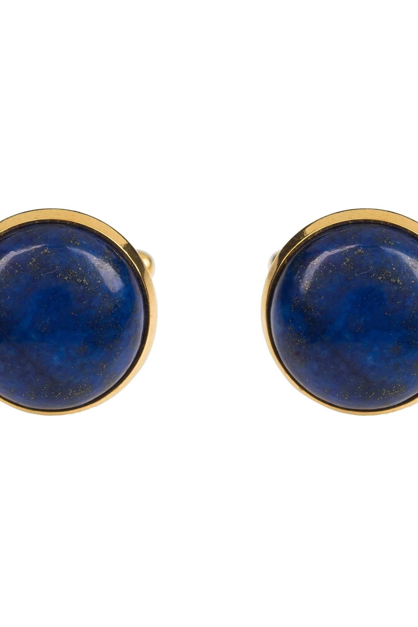 Round Cabochon Cufflink Gold Lapis Lazuli - LATELITA Cufflinks