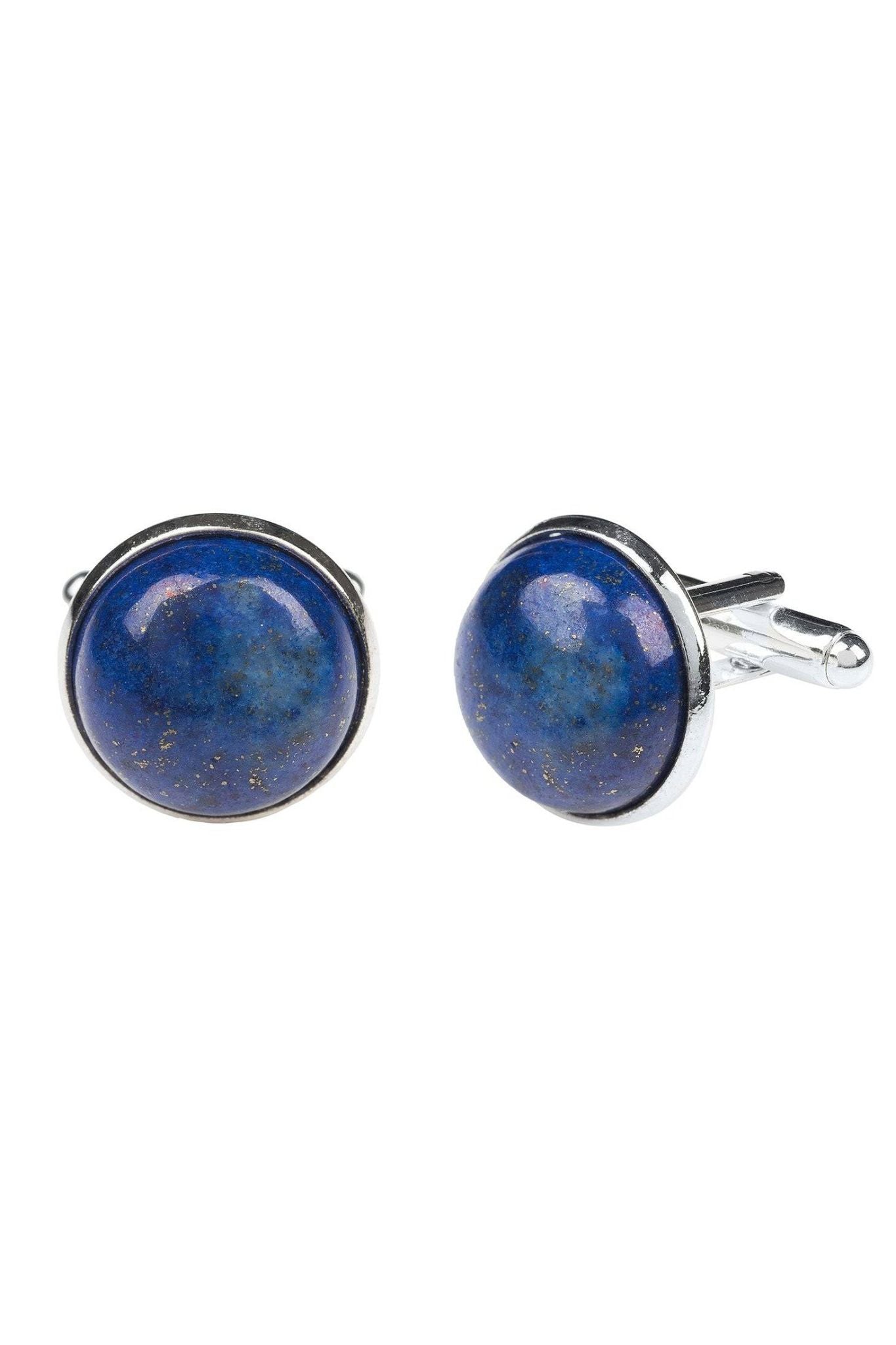 Round Cabochon Cufflink Silver Lapis Lazuli - LATELITA Cufflinks