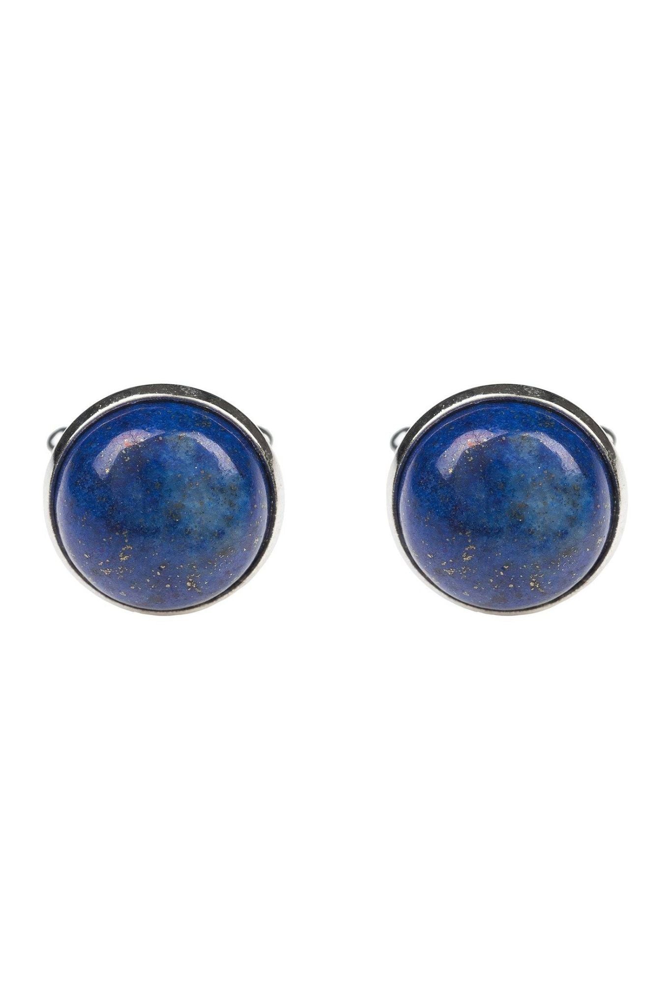 Round Cabochon Cufflink Silver Lapis Lazuli - LATELITA Cufflinks