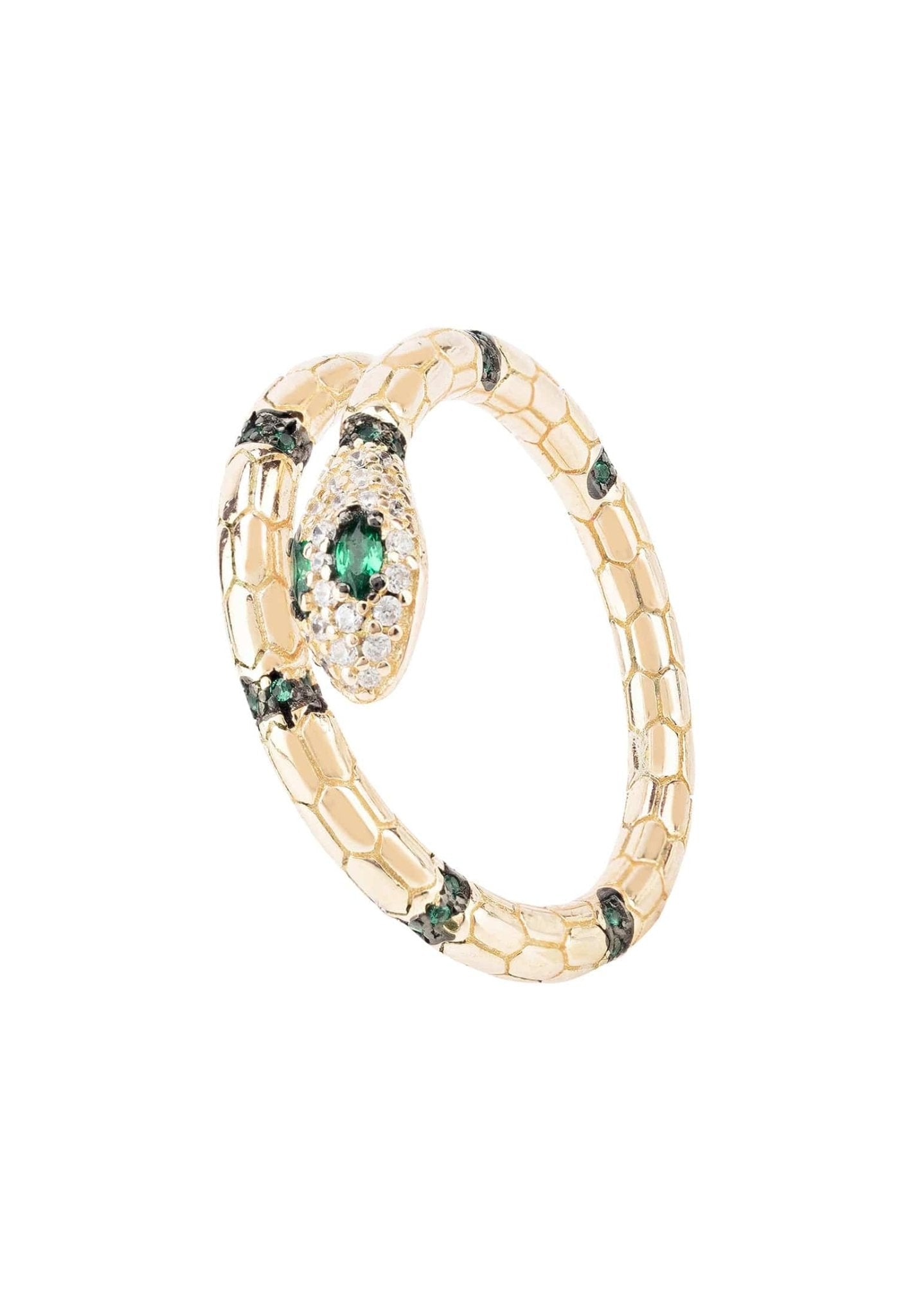 Salazar Snake Ring Emerald Green Gold - LATELITA Rings