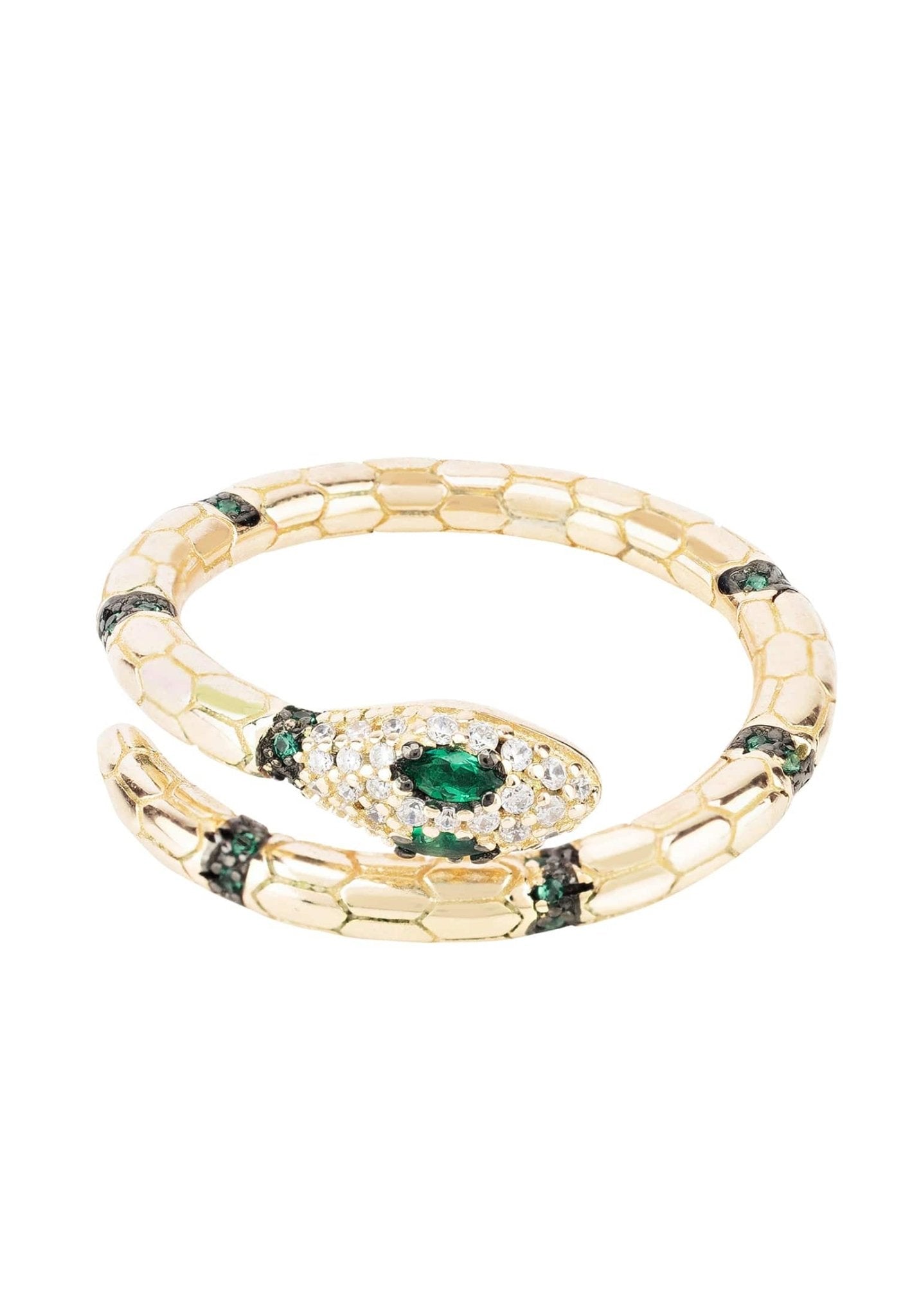 Salazar Snake Ring Emerald Green Gold - LATELITA Rings