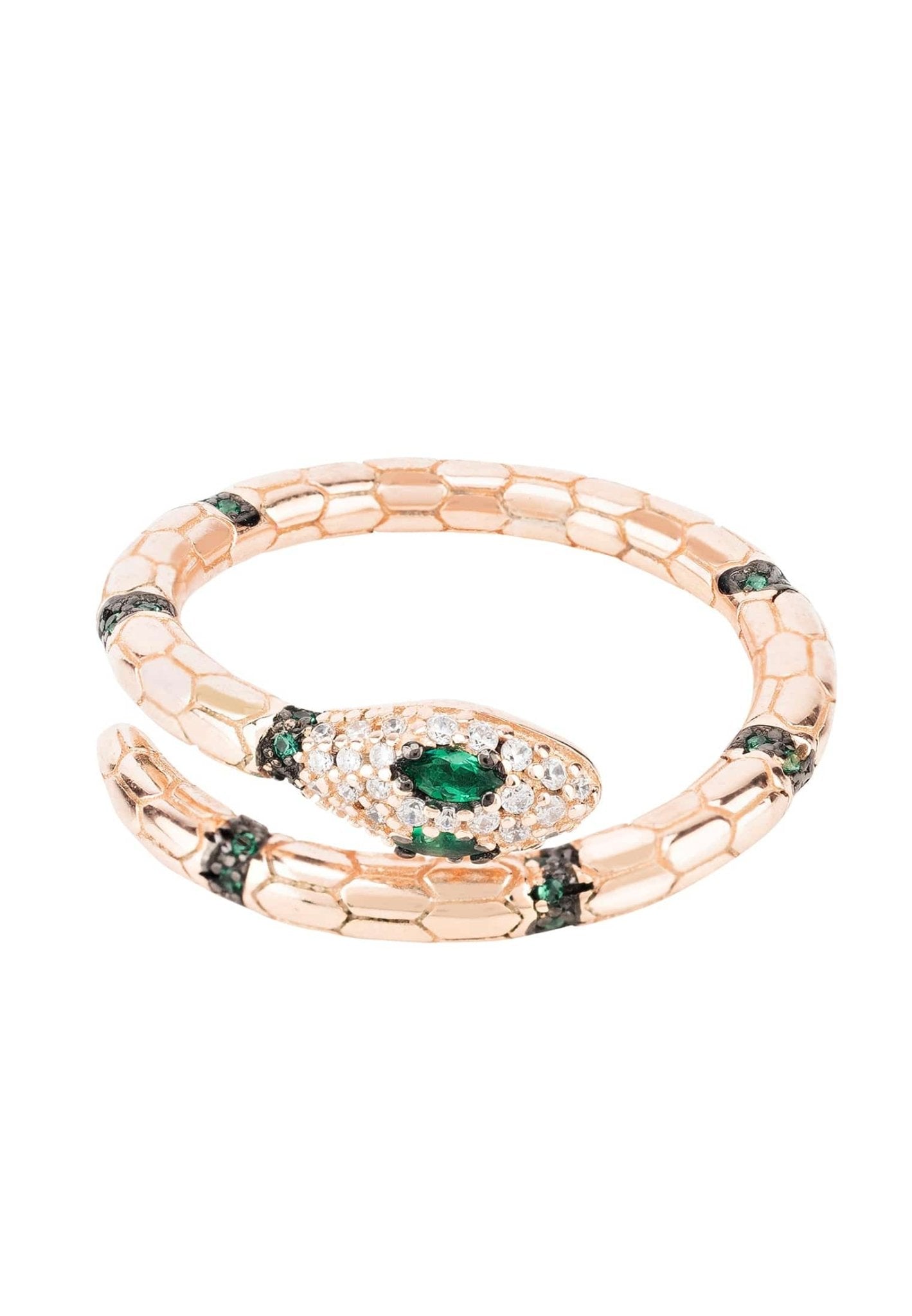 Salazar Snake Ring Emerald Green Rosegold - LATELITA Rings