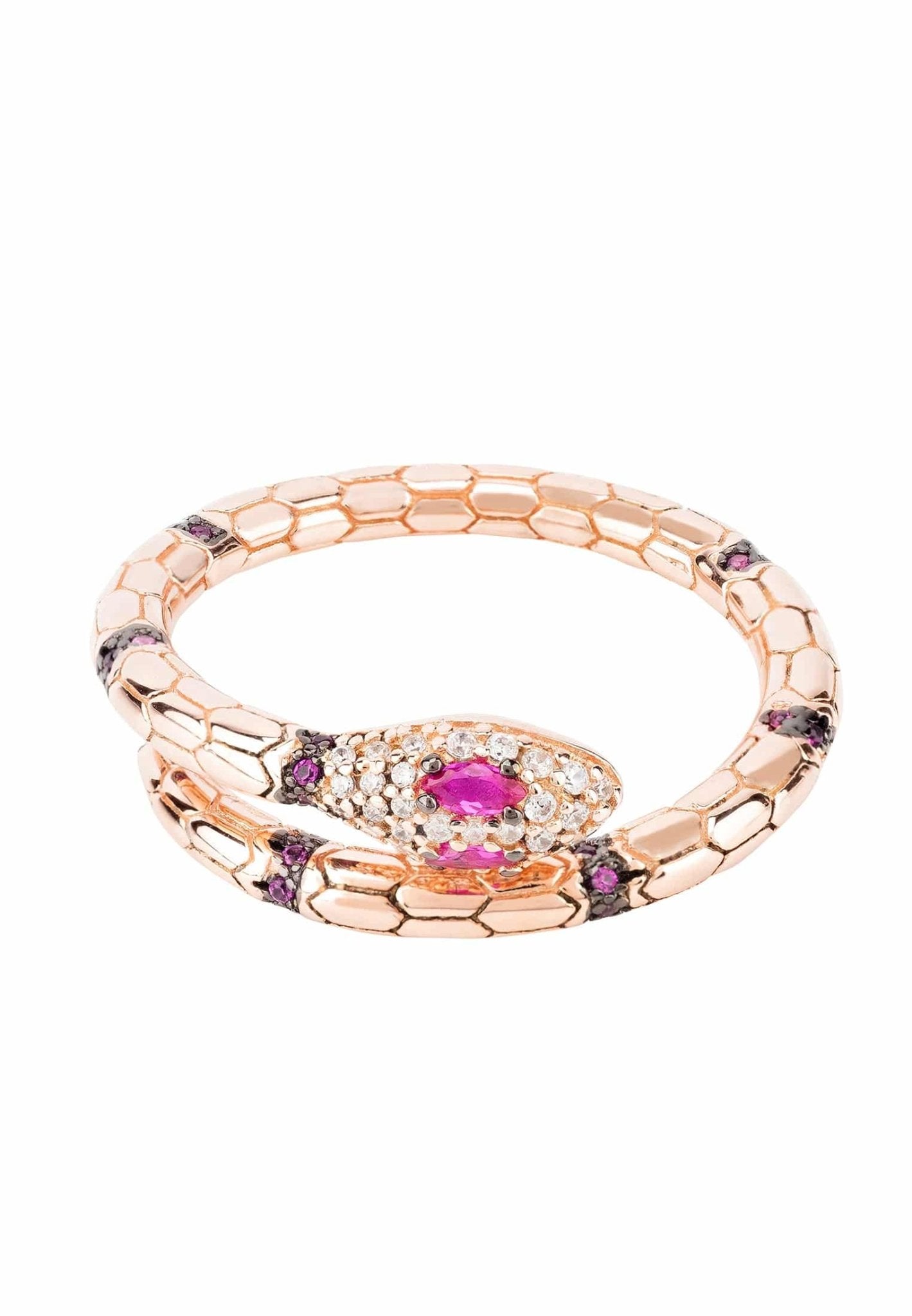 Salazar Snake Ring Ruby Pink Rosegold - LATELITA Rings