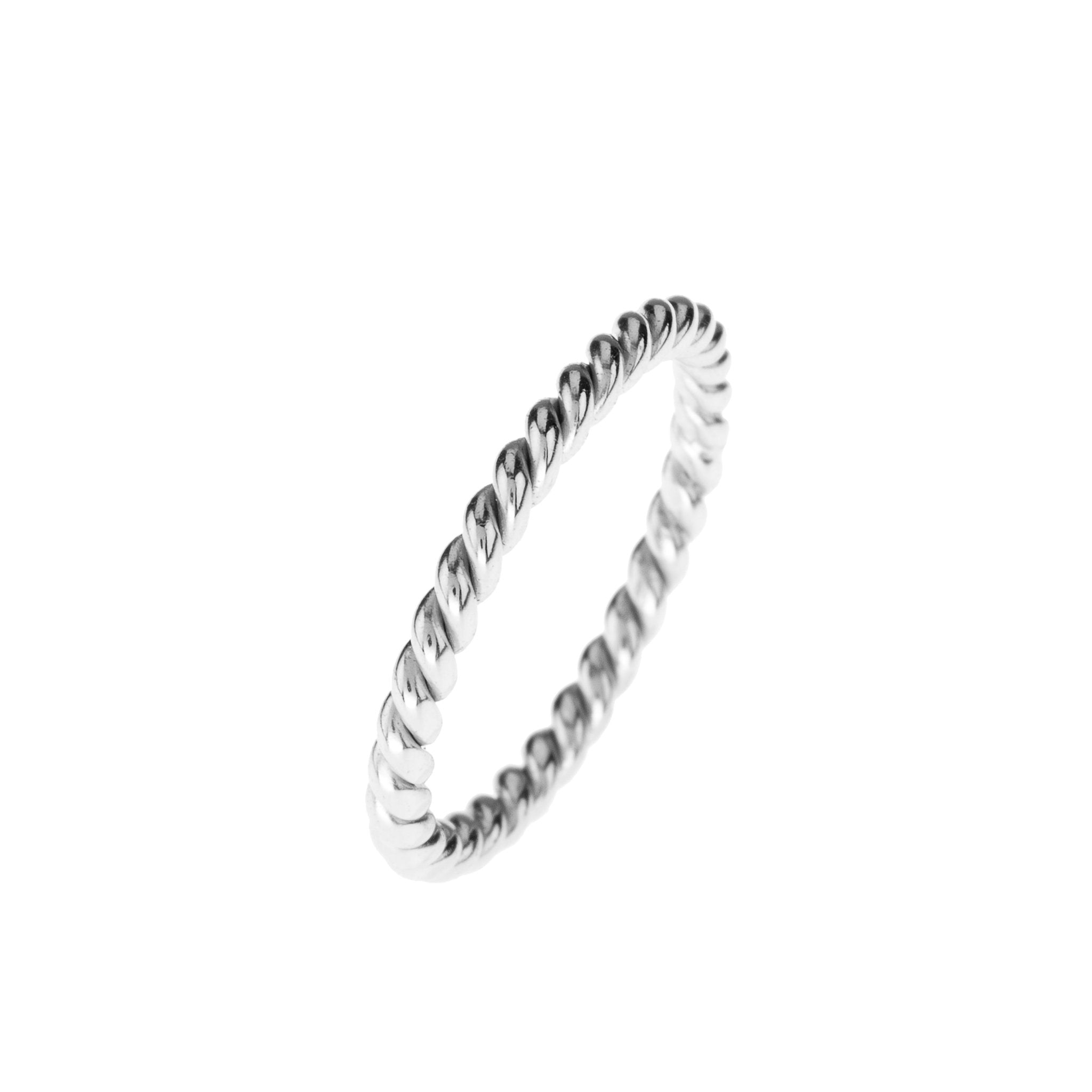 Sample Sale Twisted Flax Stacking Ring Silver Size M - LATELITA Rings