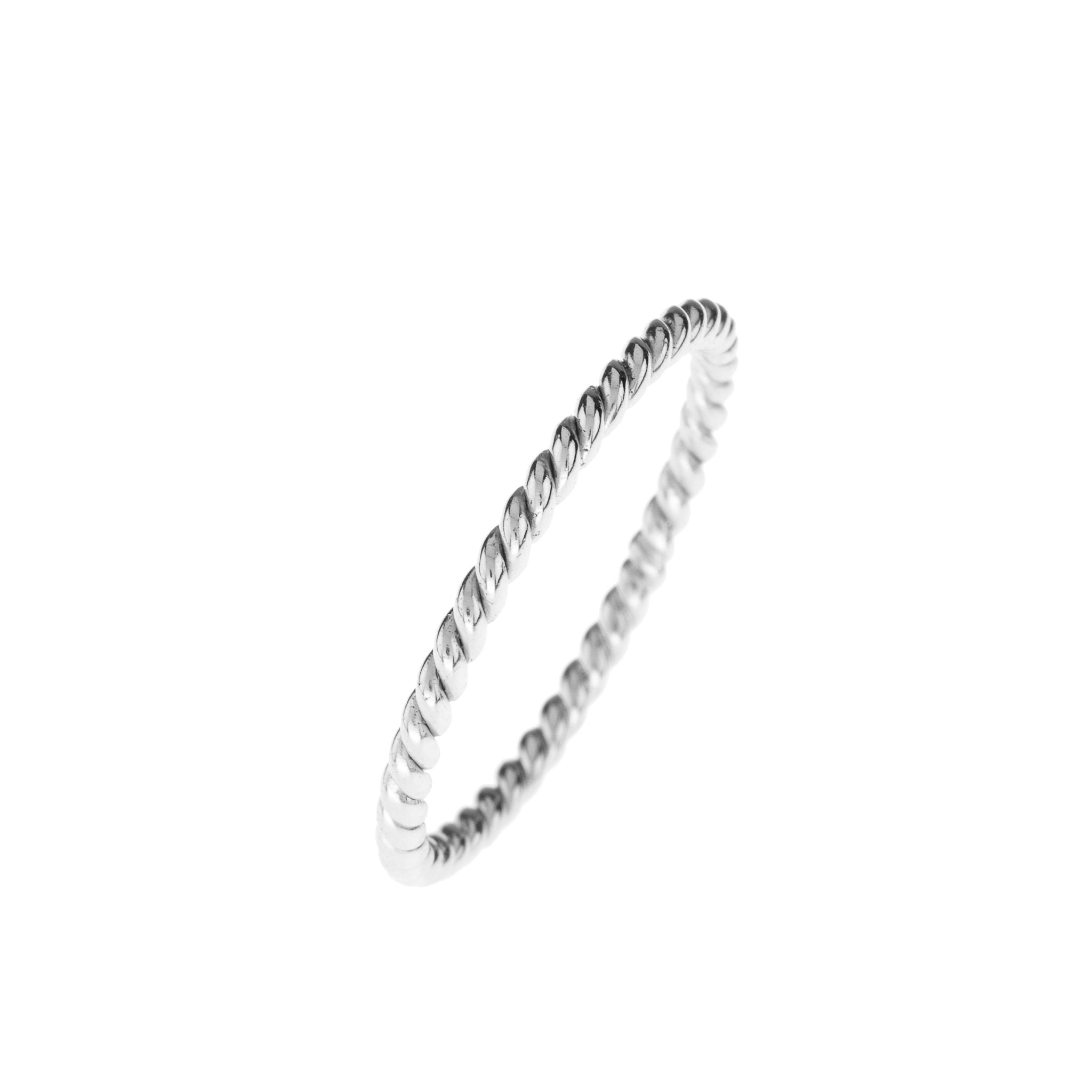Sample Sale Twisted Flax Stacking Ring Silver Size P - LATELITA Rings
