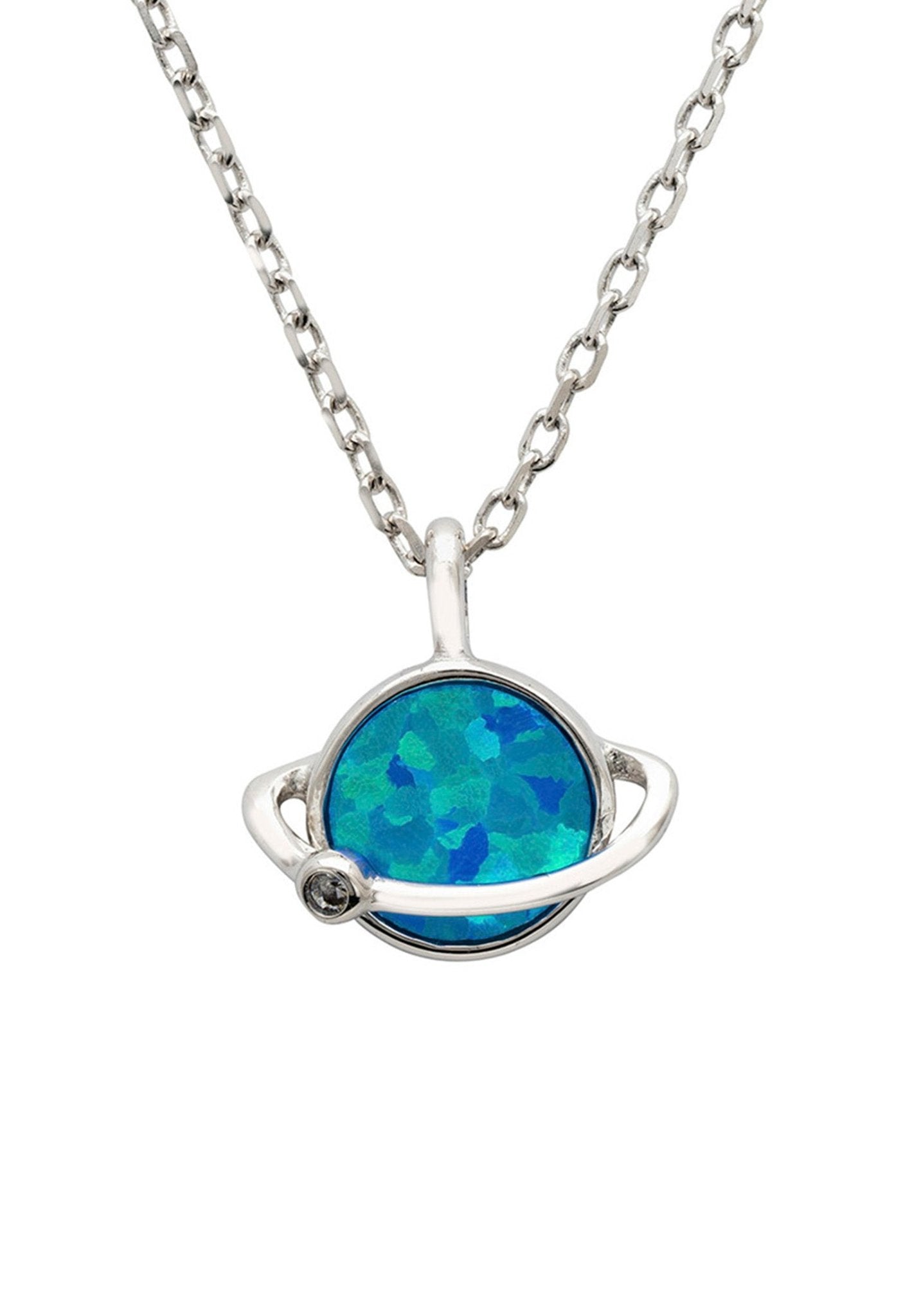 Saturn Galactic Opalite Necklace Silver - LATELITA Necklaces