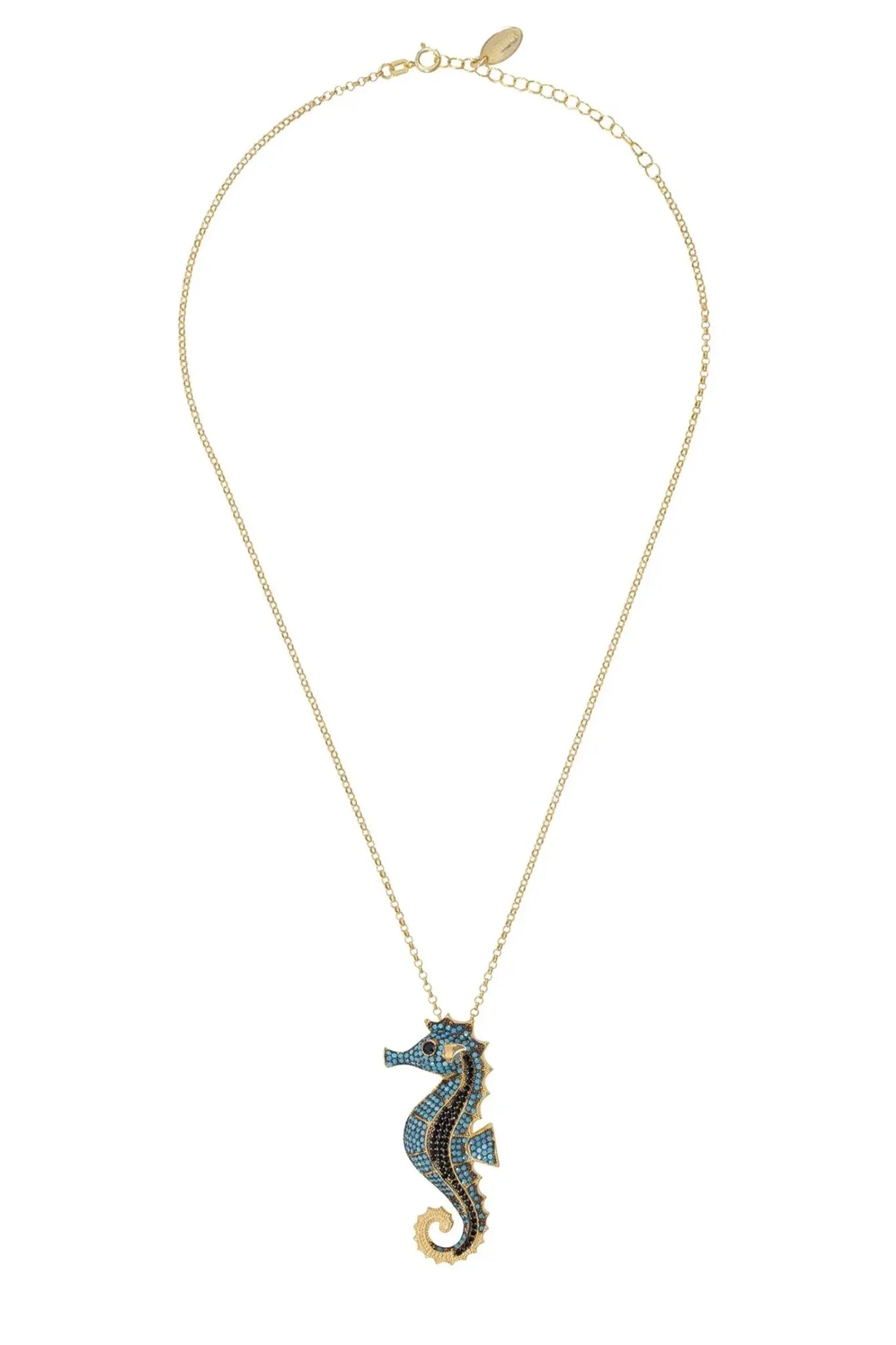 Seahorse Pendant Necklace Gold Turquoise - LATELITA Necklaces