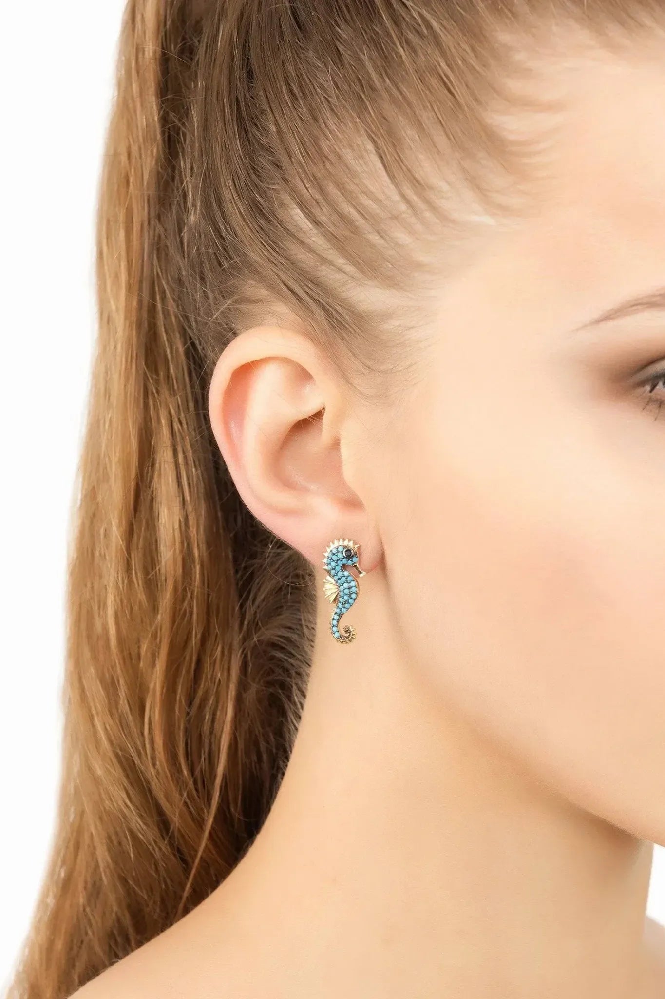 Seahorse Turquoise Earrings Gold - LATELITA Earrings