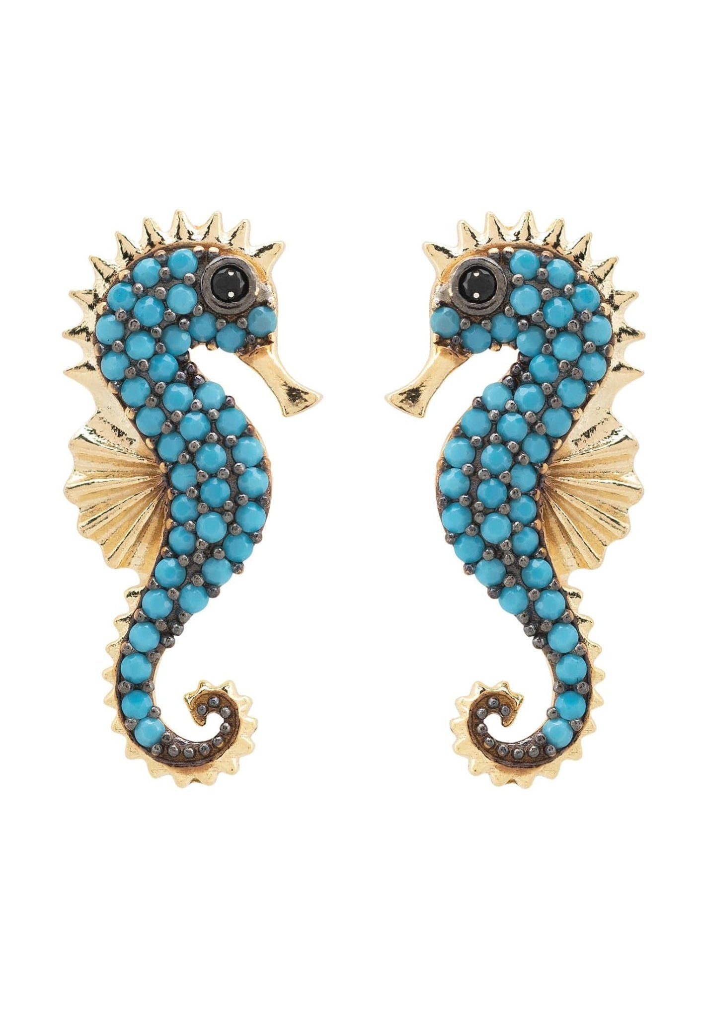 Seahorse Turquoise Earrings Gold - LATELITA Earrings
