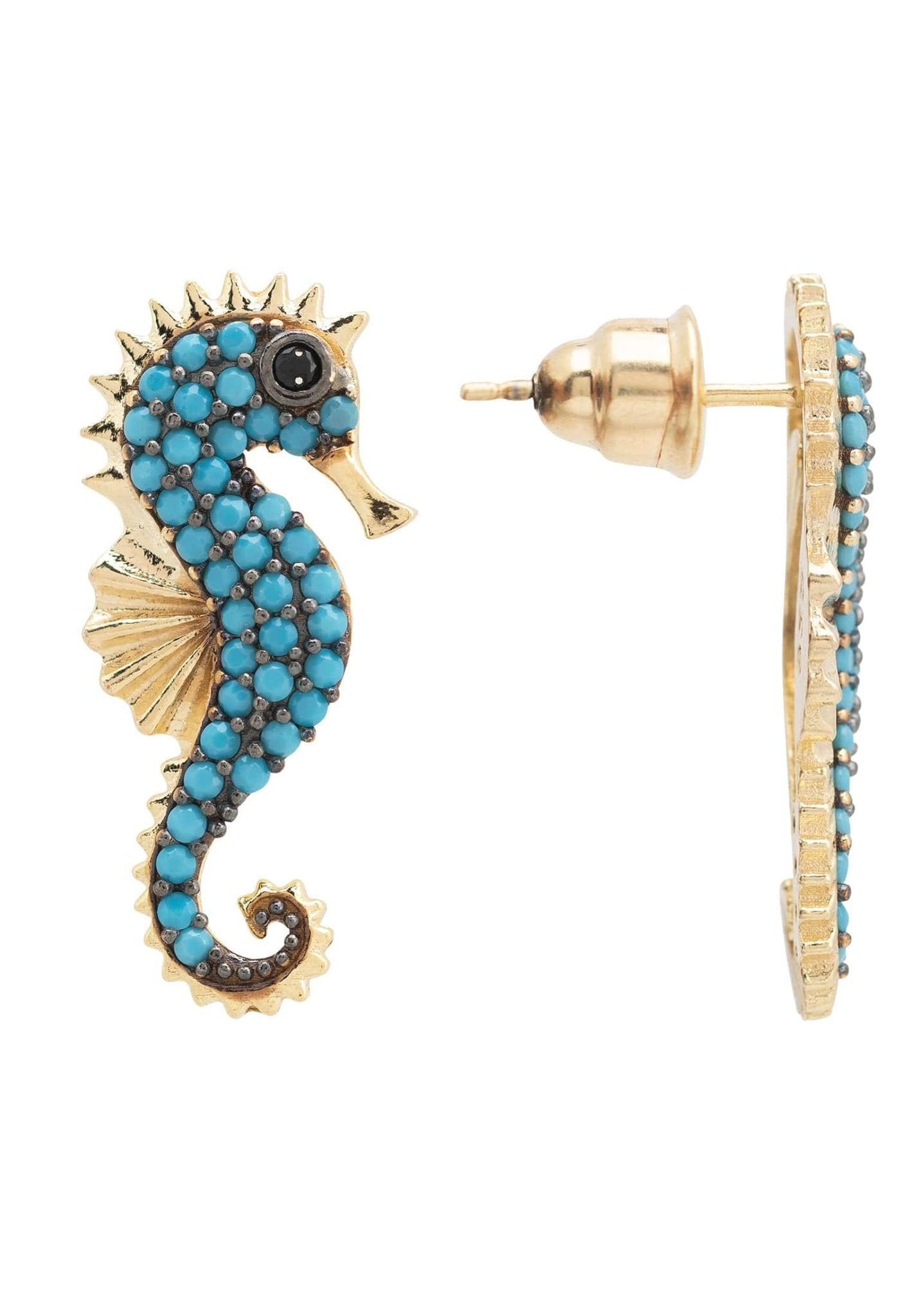 Seahorse Turquoise Earrings Gold - LATELITA Earrings