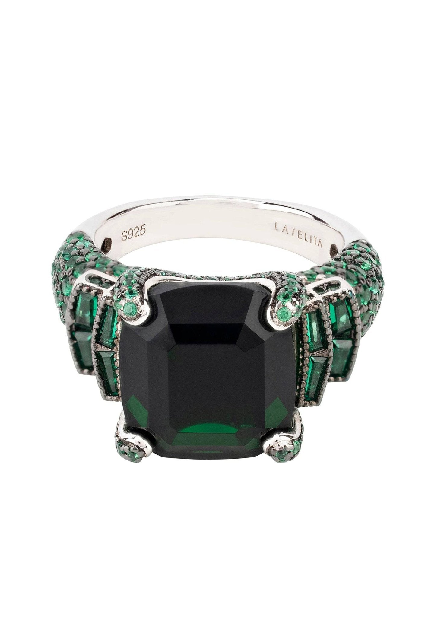 Seasons Cocktail Ring Solstice Emerald Silver - LATELITA Rings