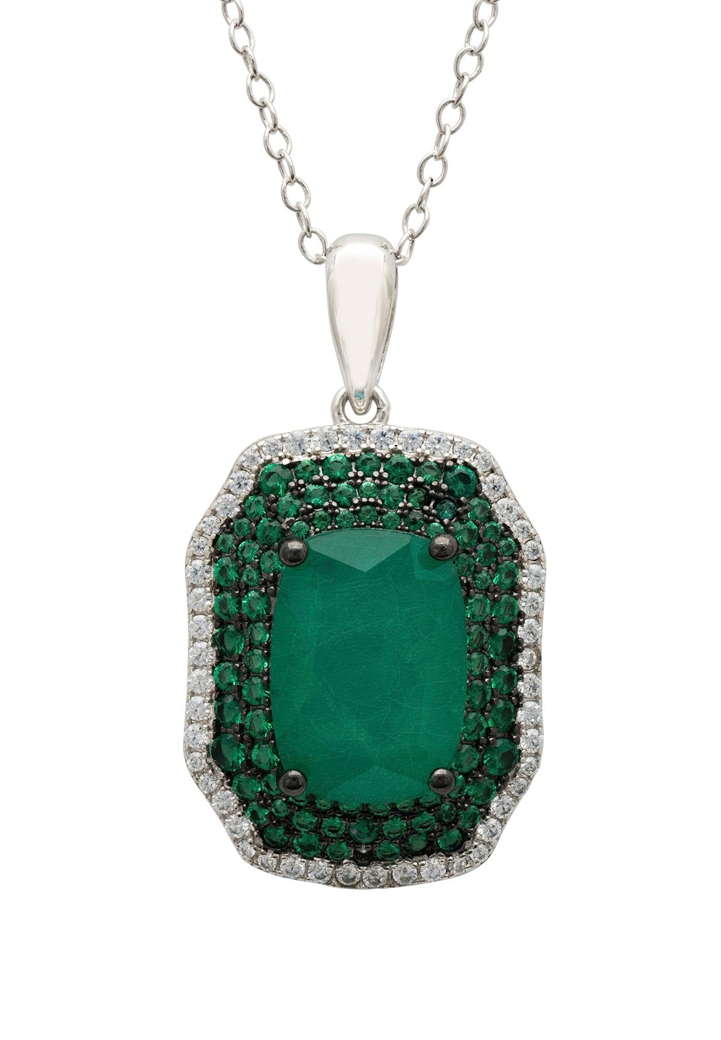 Seraphina Pendant Necklace Silver Colombian Emerald - LATELITA Necklaces