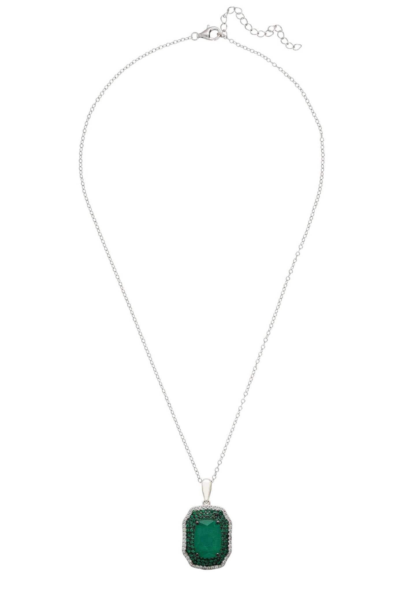 Seraphina Pendant Necklace Silver Colombian Emerald - LATELITA Necklaces