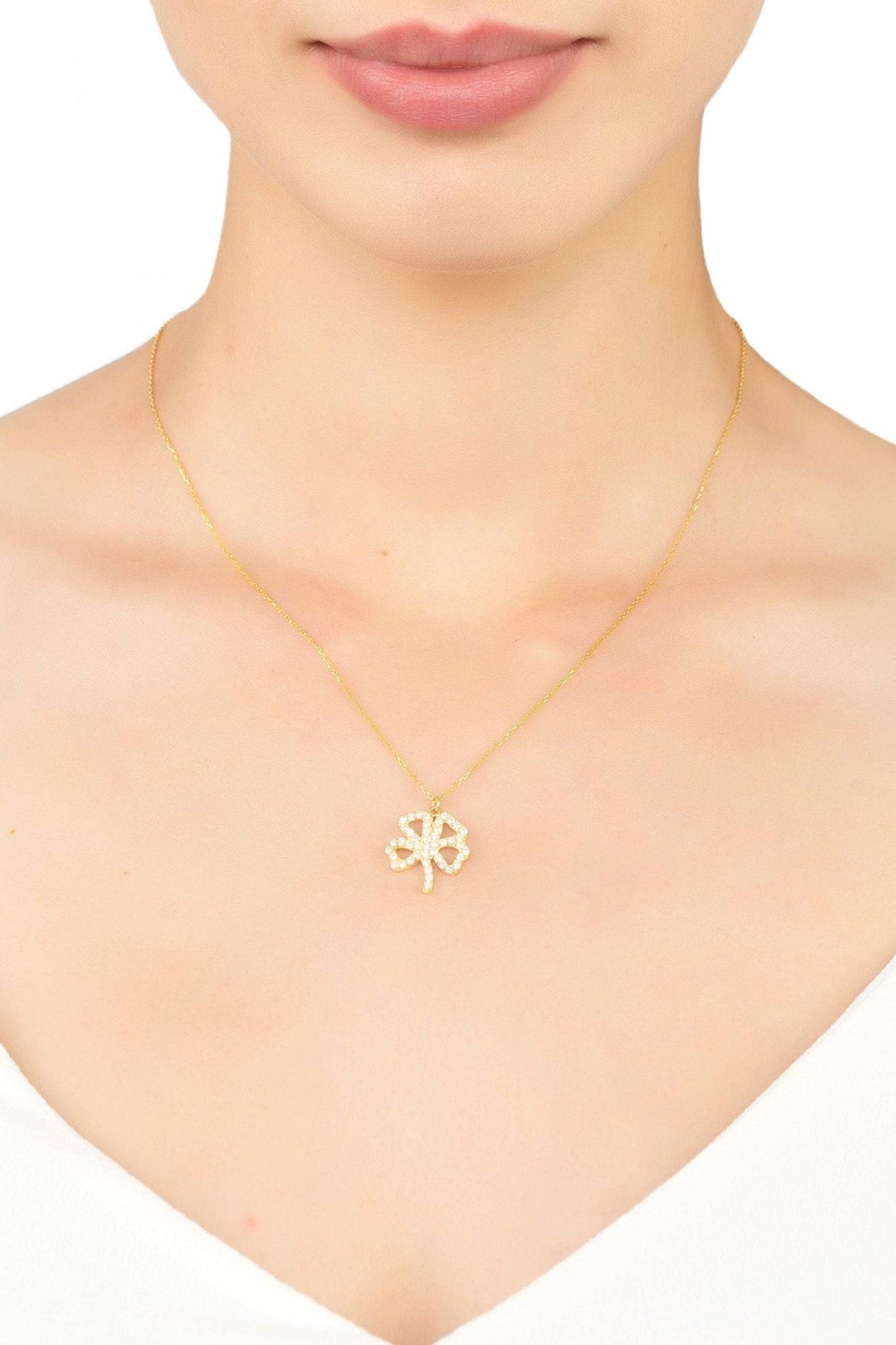Shamrock Lucky Clover Necklace Gold - LATELITA Necklaces