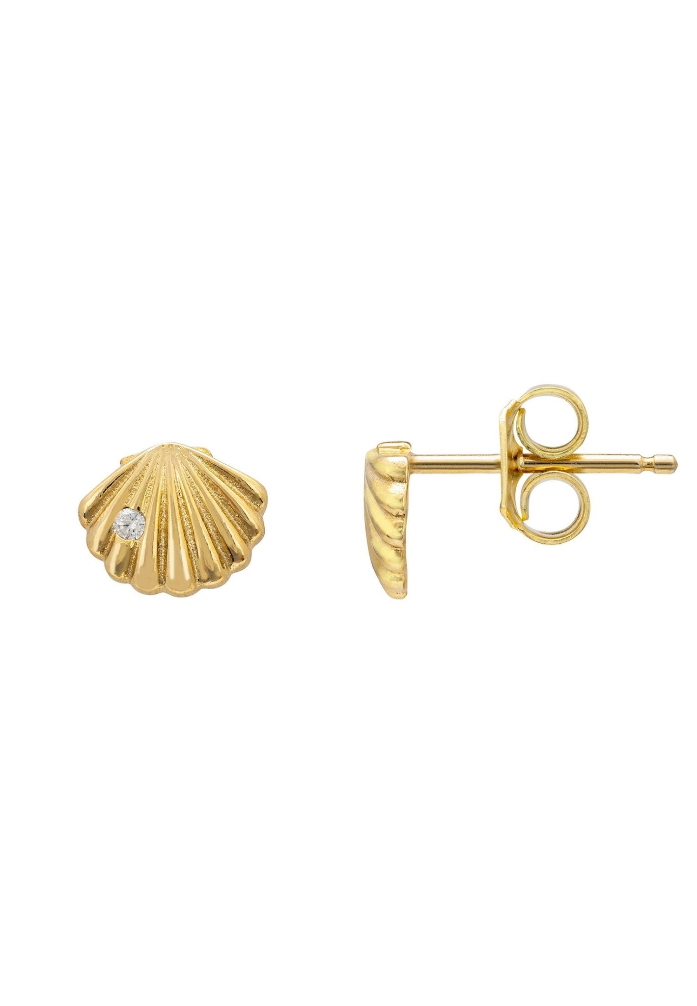 Shell Metallic Stud Earrings Gold - LATELITA Earrings
