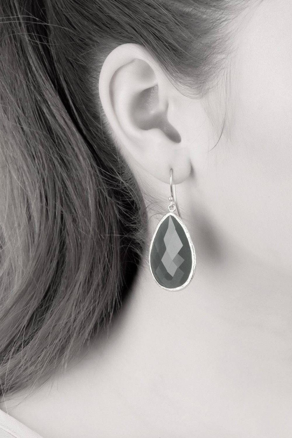 Single Drop Earrings Aqua Chalcedony Gold - LATELITA Earrings