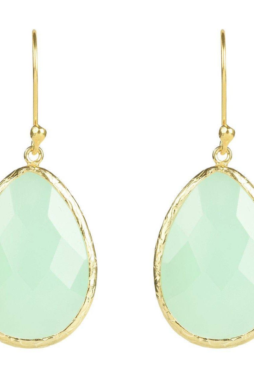 Single Drop Earrings Aqua Chalcedony Gold - LATELITA Earrings