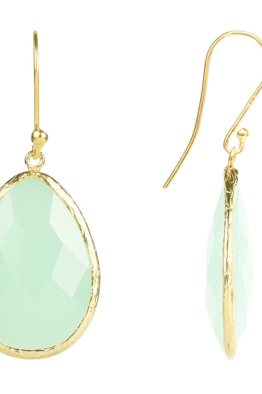 Single Drop Earrings Aqua Chalcedony Gold - LATELITA Earrings