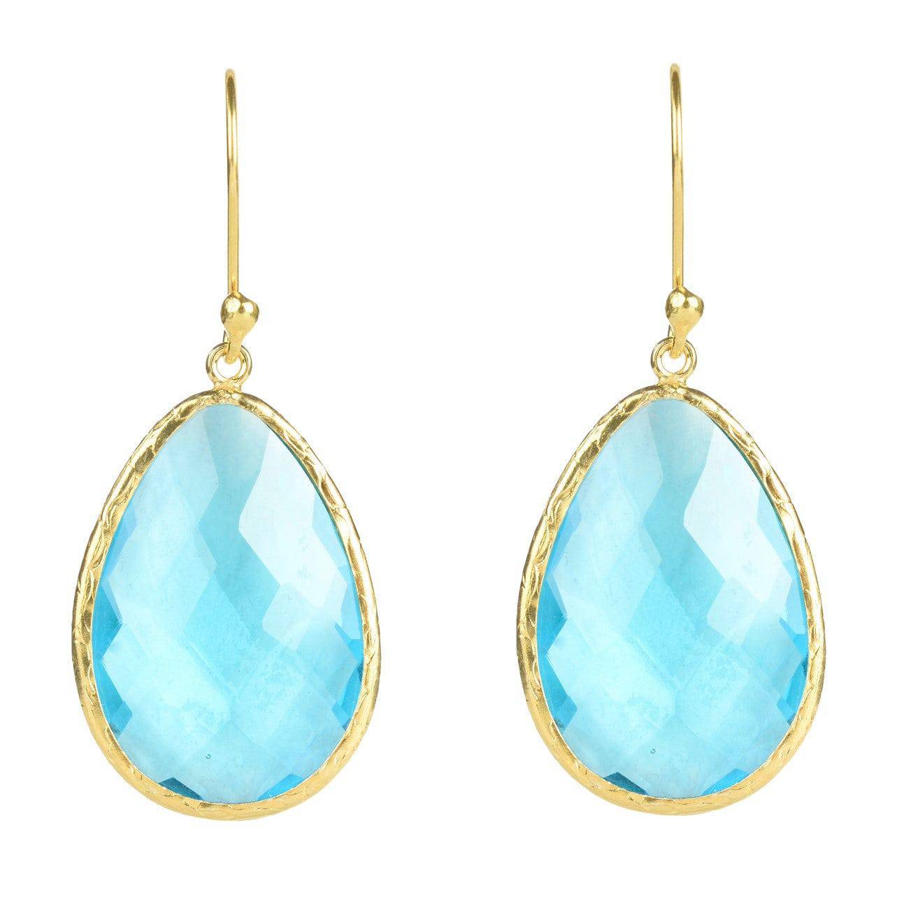 Single Drop Earrings Blue Topaz Gold - LATELITA Earrings