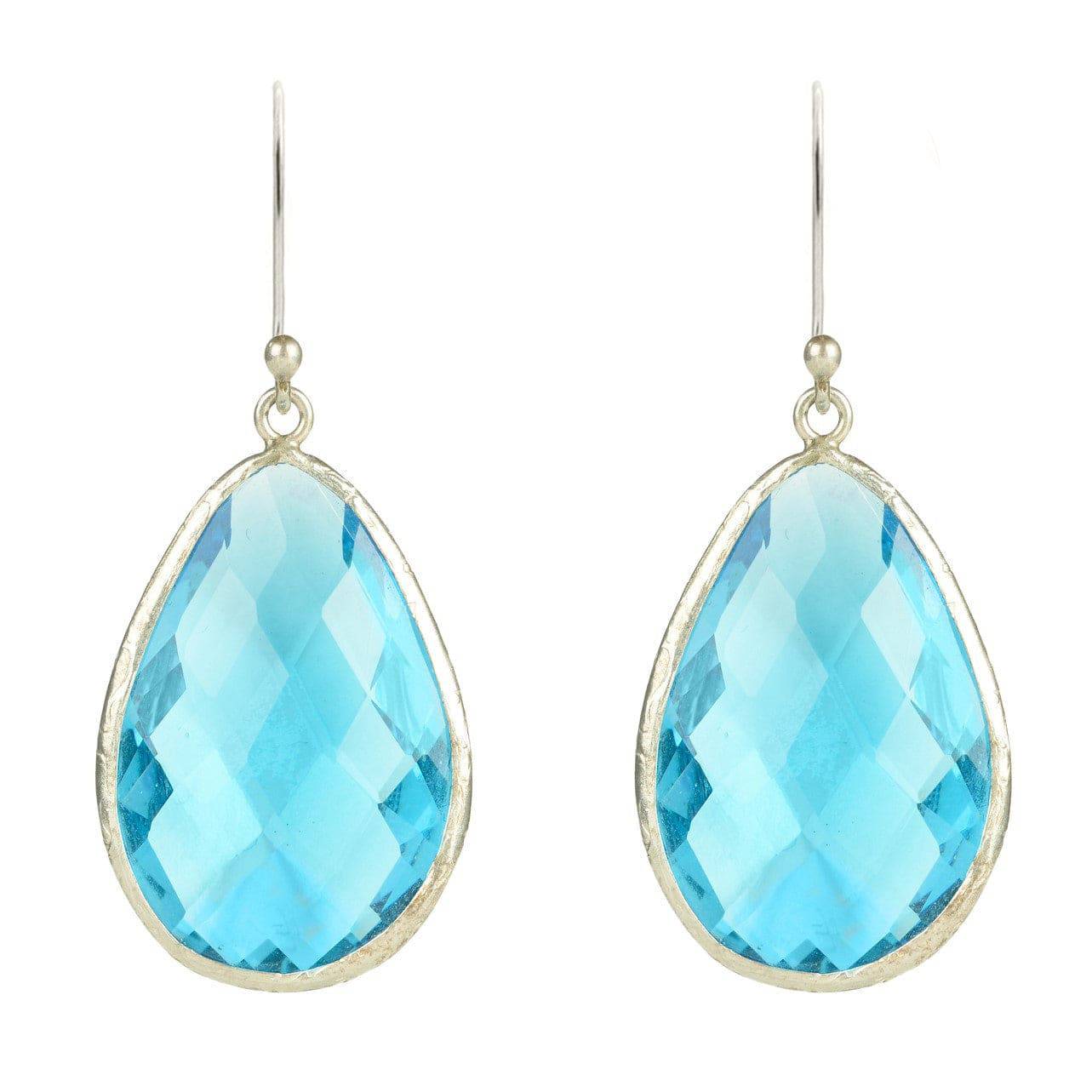 Single Drop Earrings Blue Topaz Silver - LATELITA Earrings