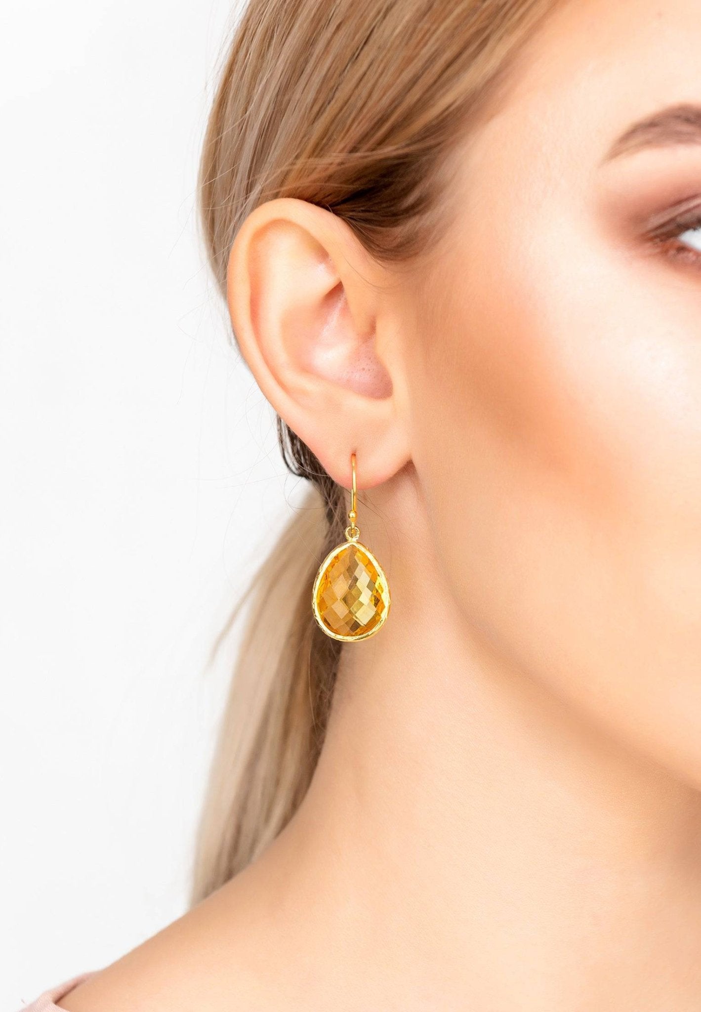 Single Drop Earrings Citrine Hydro Gold - LATELITA Earrings