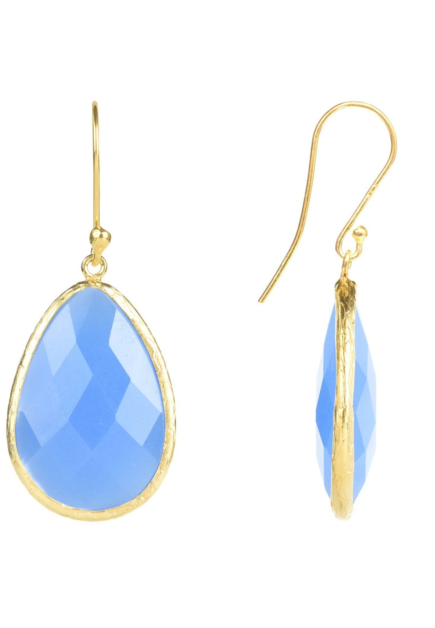 Single Drop Earrings Dark Blue Chalcedony Gold - LATELITA Earrings