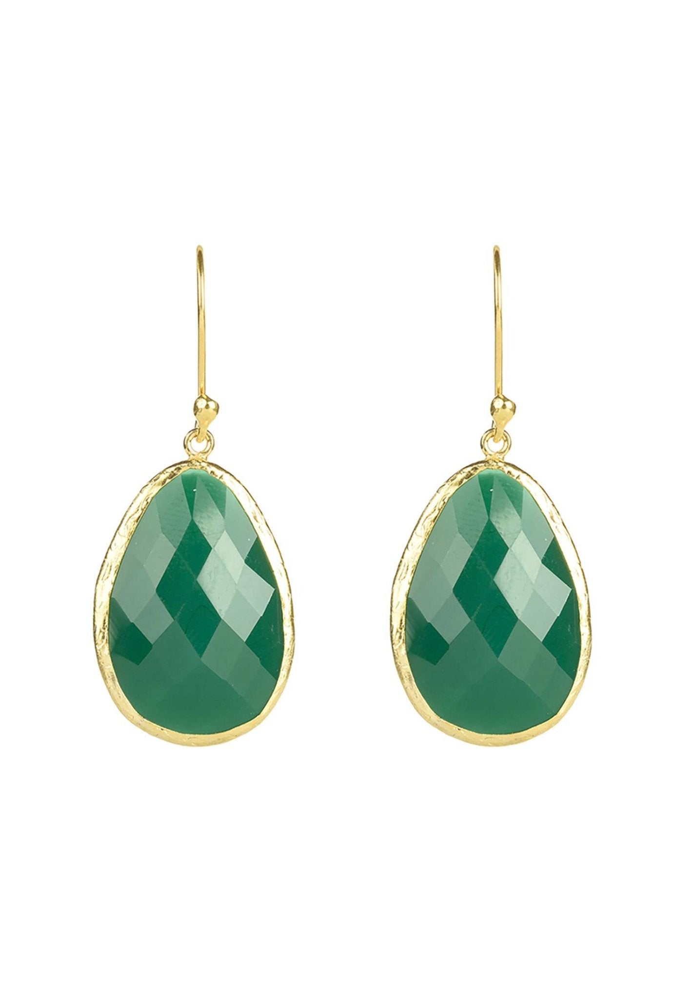 Single Drop Earrings Green Onyx Gold - LATELITA Earrings