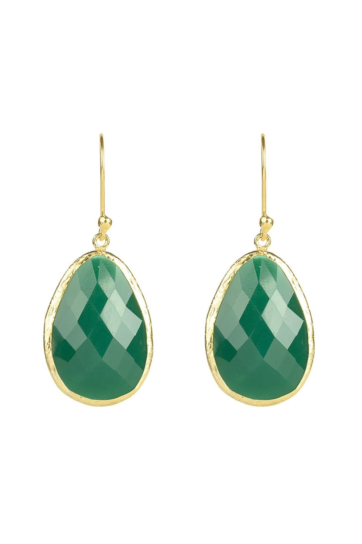 Single Drop Earrings Green Onyx Gold - LATELITA Earrings