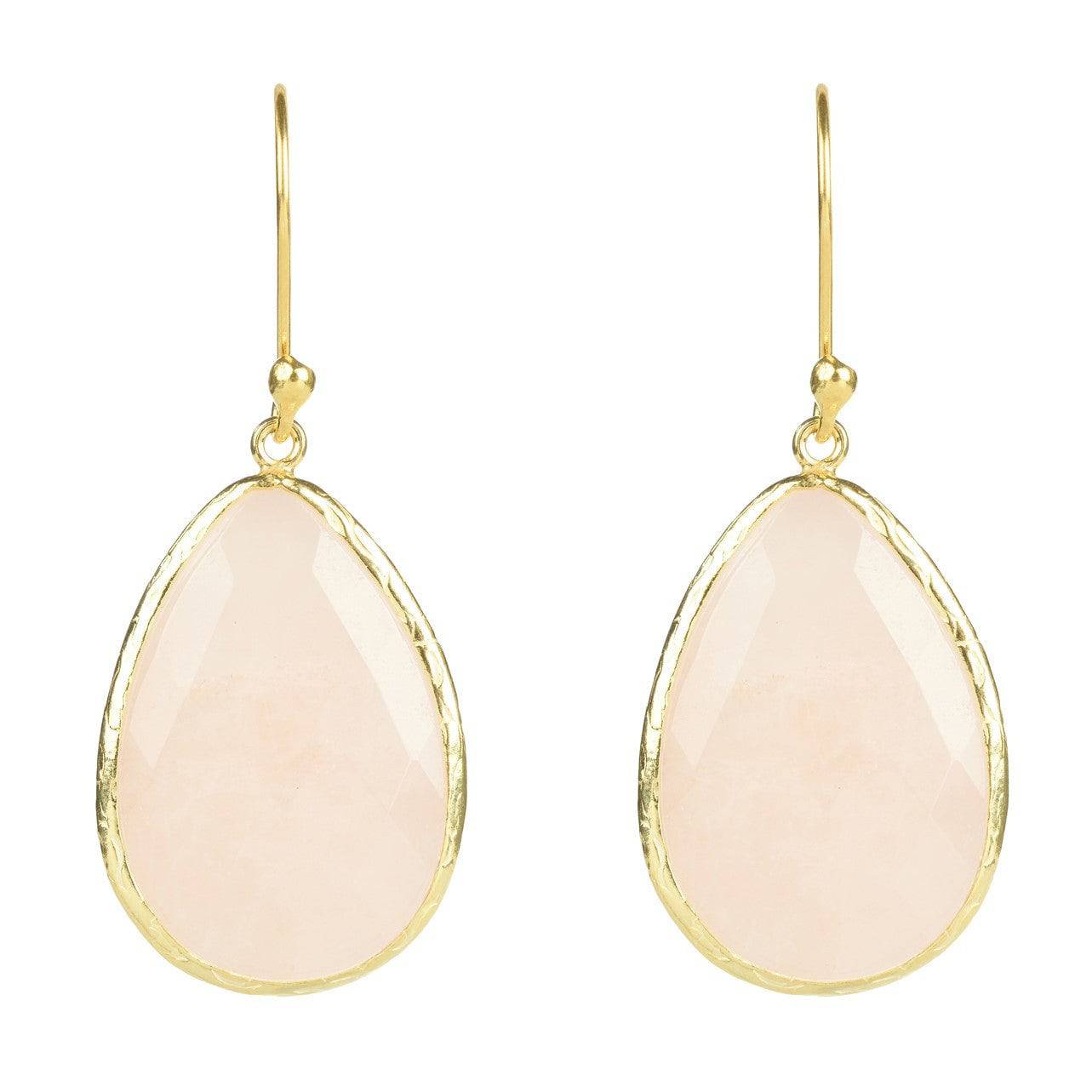 Single Drop Earrings Rose Quartz Gold - LATELITA Earrings