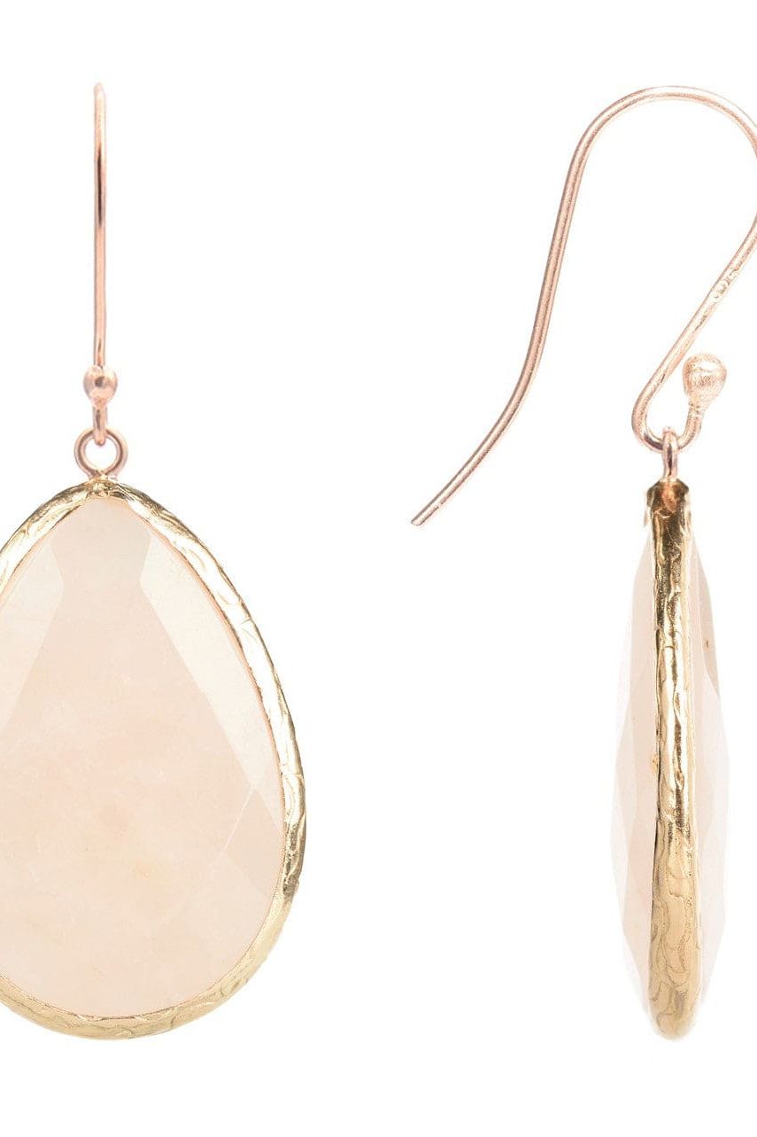 Single Drop Earrings Rose Quartz Rosegold - LATELITA Earrings