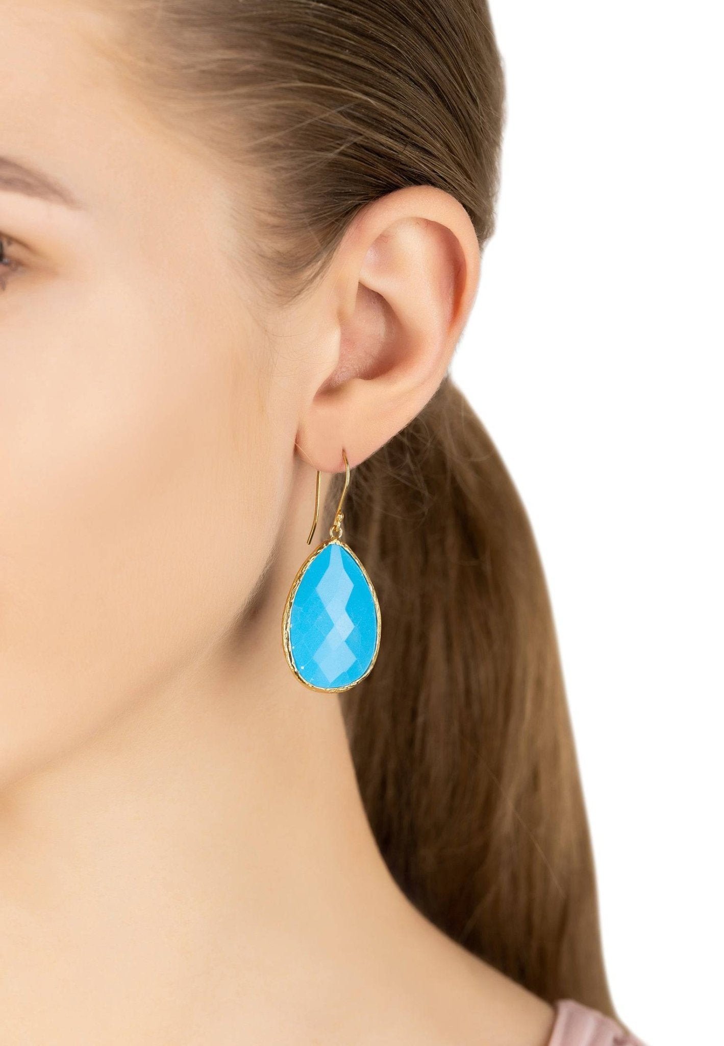 Single Drop Earrings Turquoise Gold - LATELITA Earrings