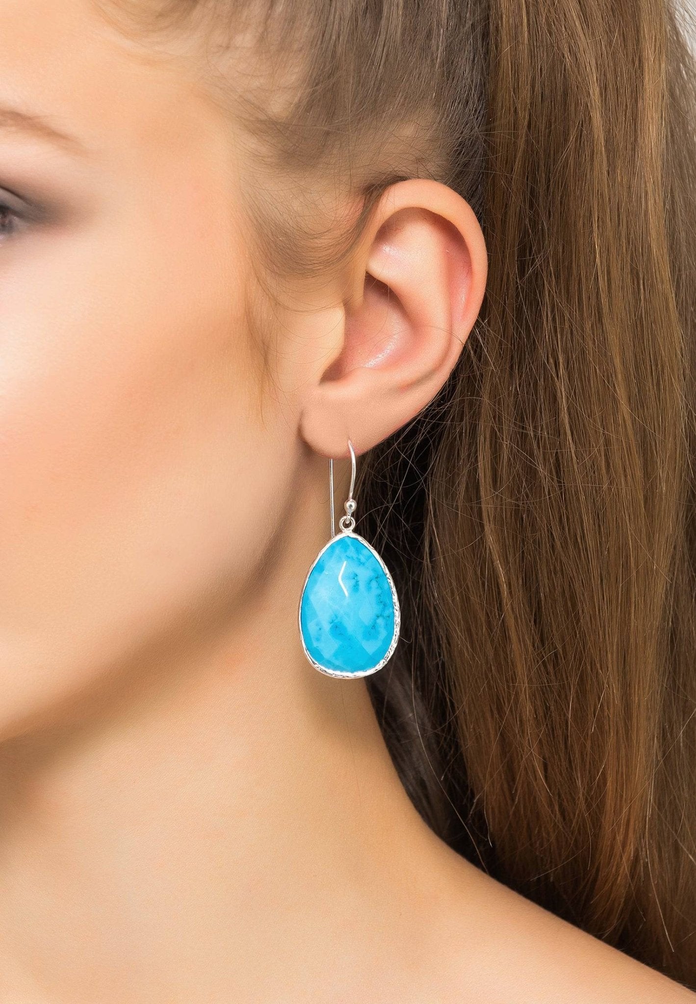 Single Drop Earrings Turquoise Silver - LATELITA Earrings