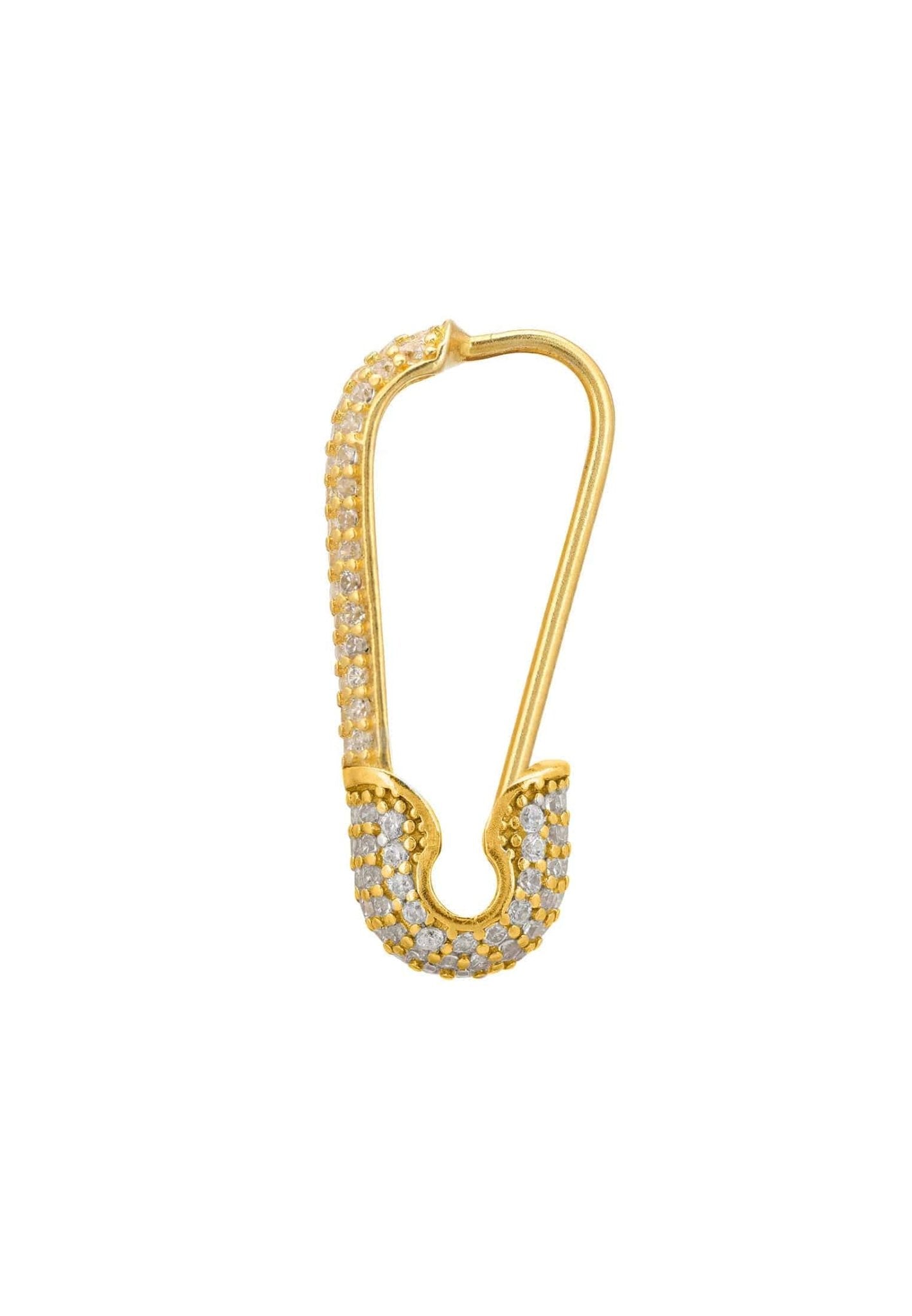 Single Sparkling Safety Pin Earring Gold - LATELITA Earrings