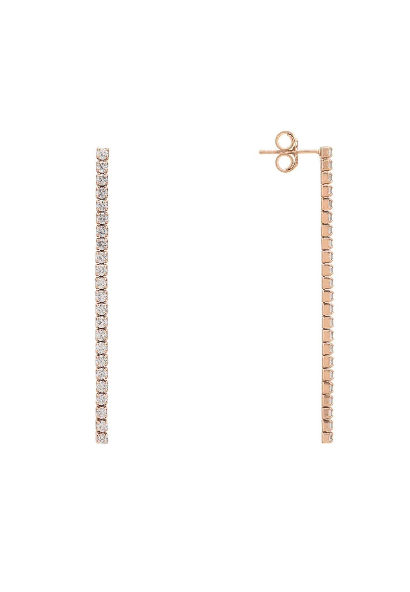 Single Strip Drop Cz Earrings Rosegold - LATELITA Earrings