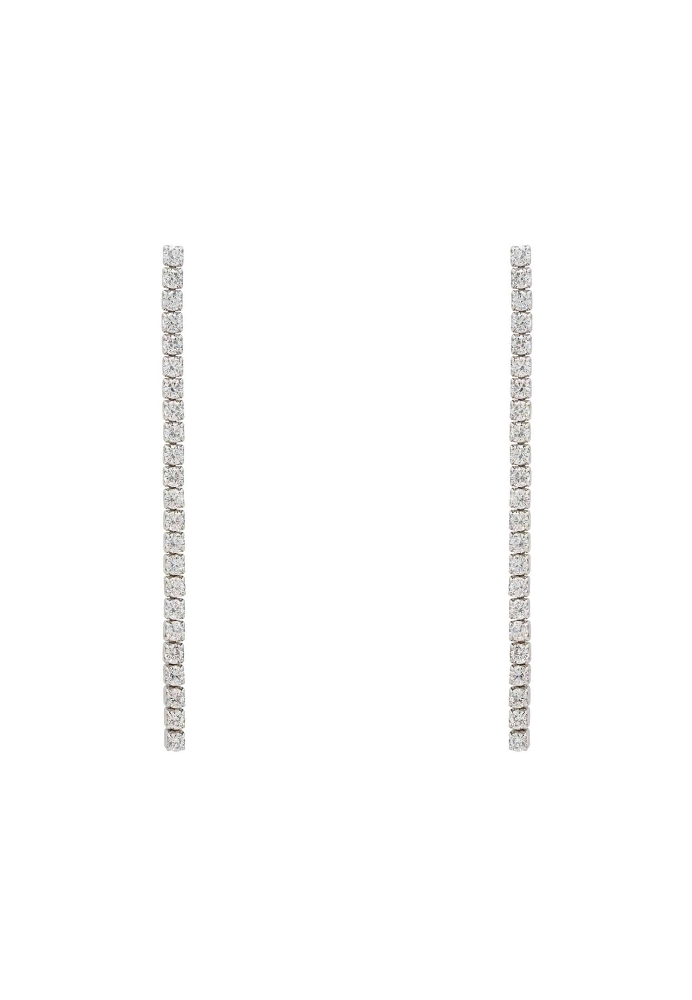 Single Strip Drop Cz Earrings Silver - LATELITA Earrings