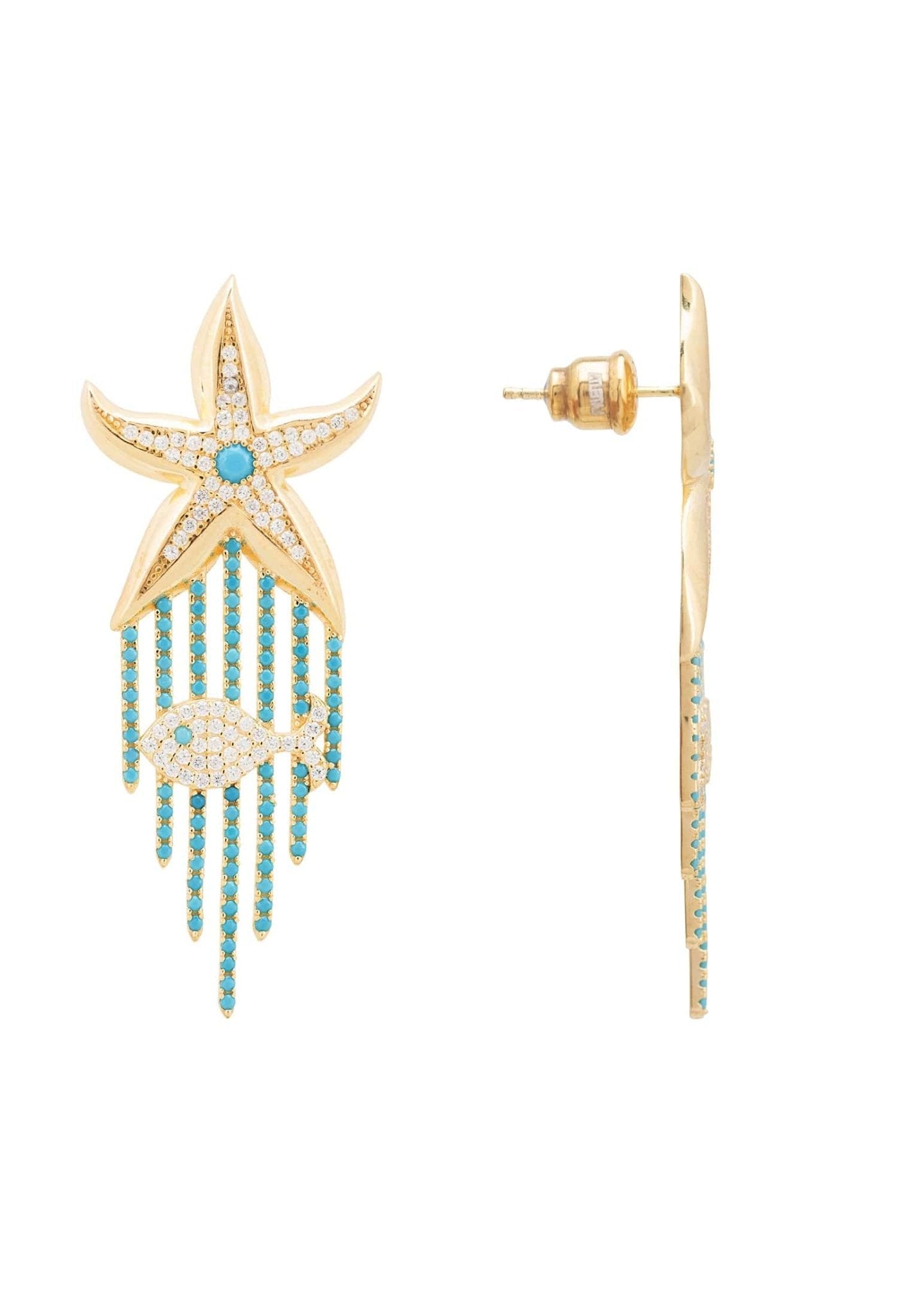 Siren Earrings Turquoise Gold - LATELITA Earrings