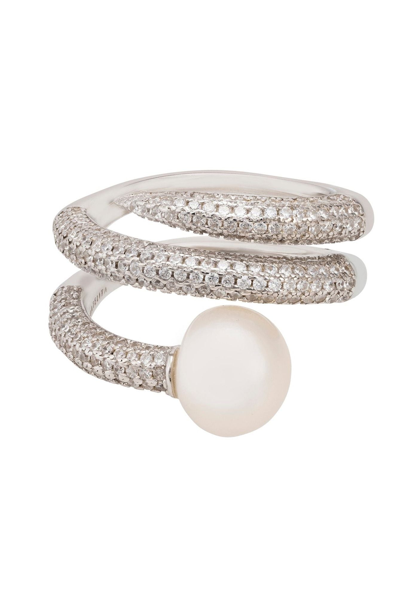 Slinky Pearl Cocktail Ring Silver - LATELITA Rings