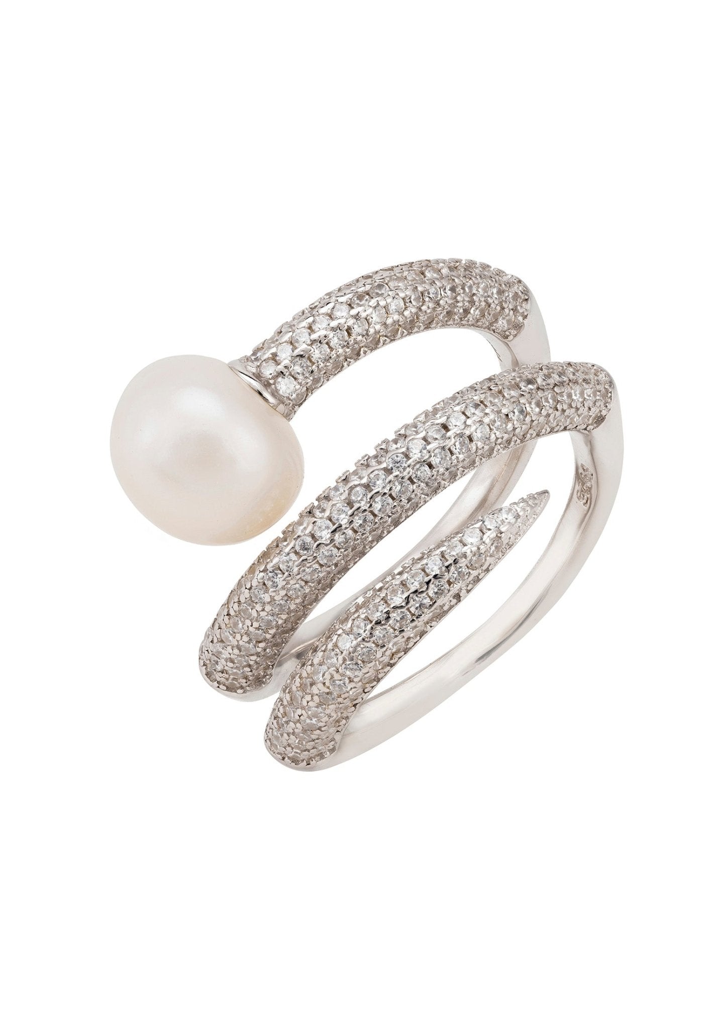 Slinky Pearl Cocktail Ring Silver - LATELITA Rings