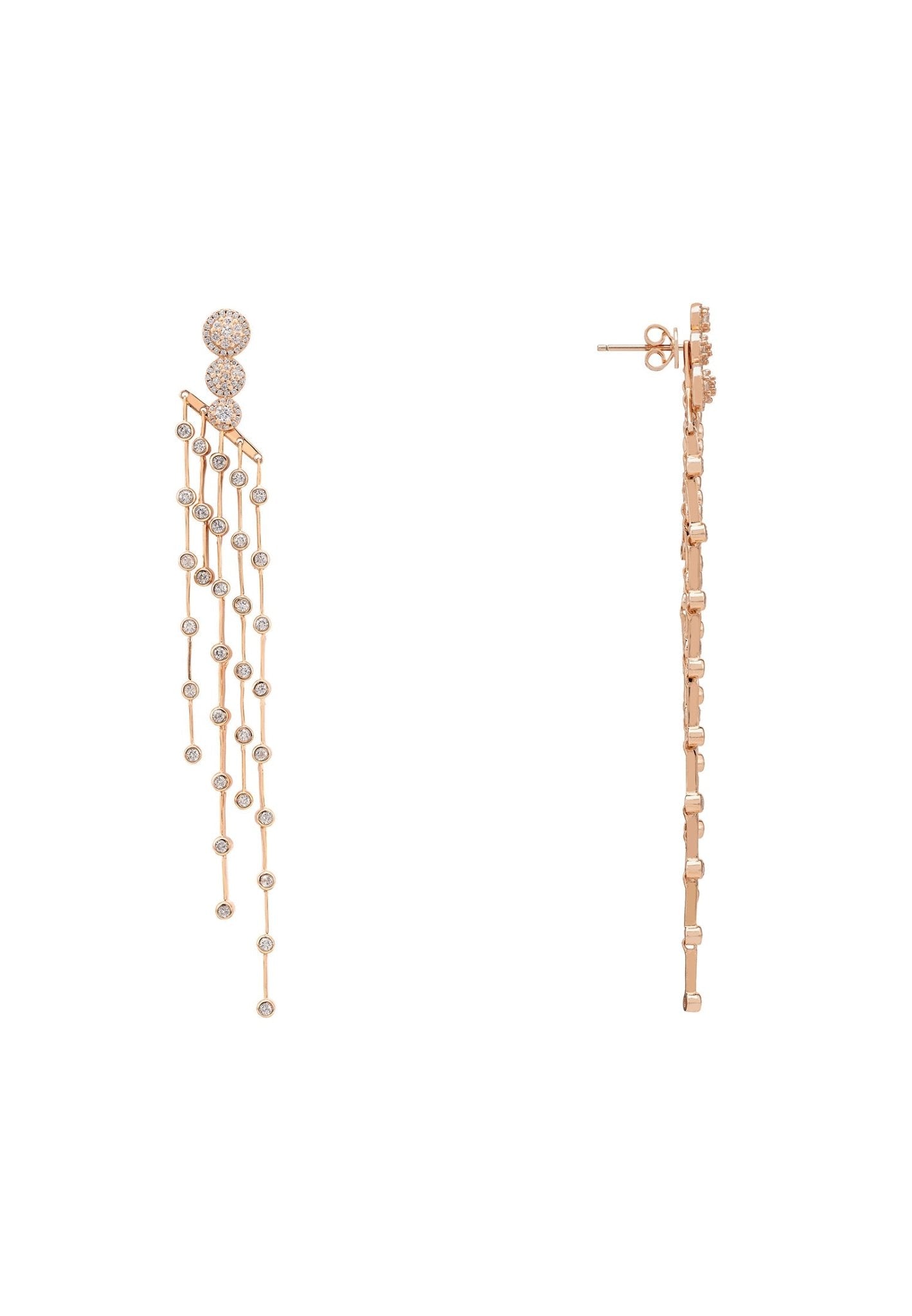 Sloane Long Drop Earrings Rosegold - LATELITA Earrings