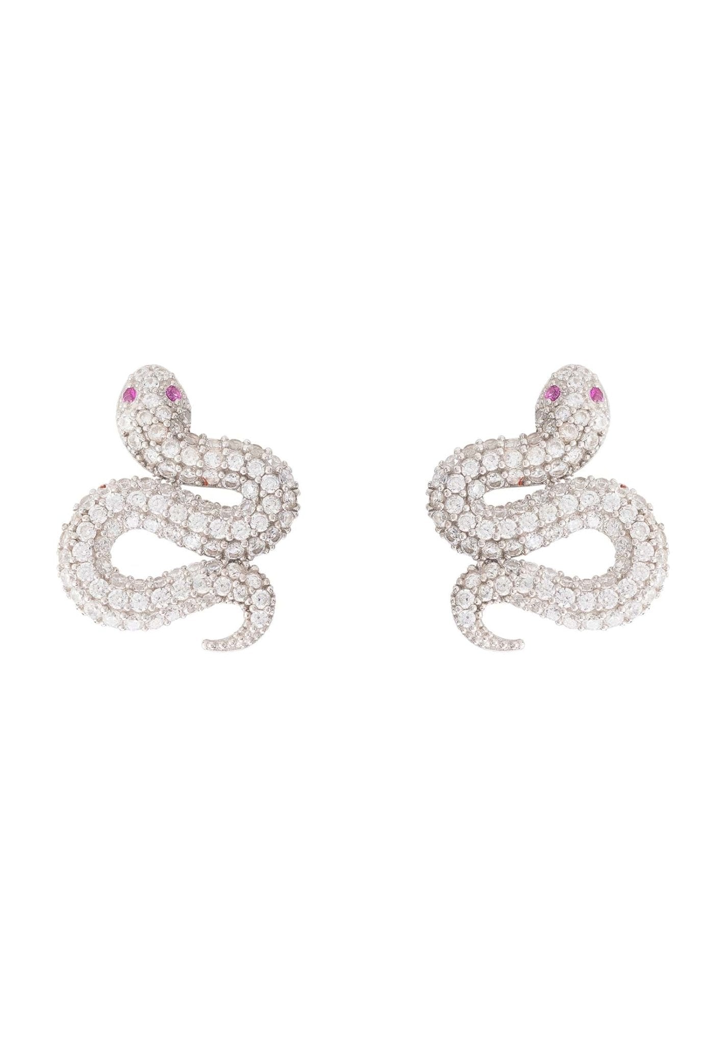 Snake Coiled Serpent Stud Earrings Silver - LATELITA Earrings