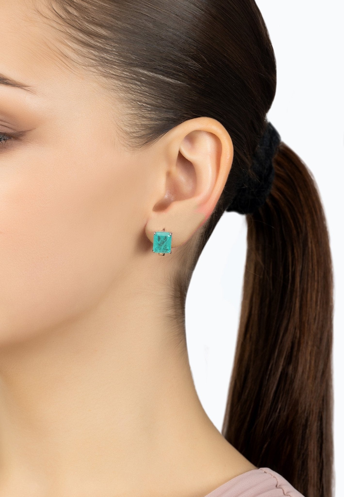 Sophia Gemstone Earrings Silver Pairaba Tourmaline - LATELITA Earrings