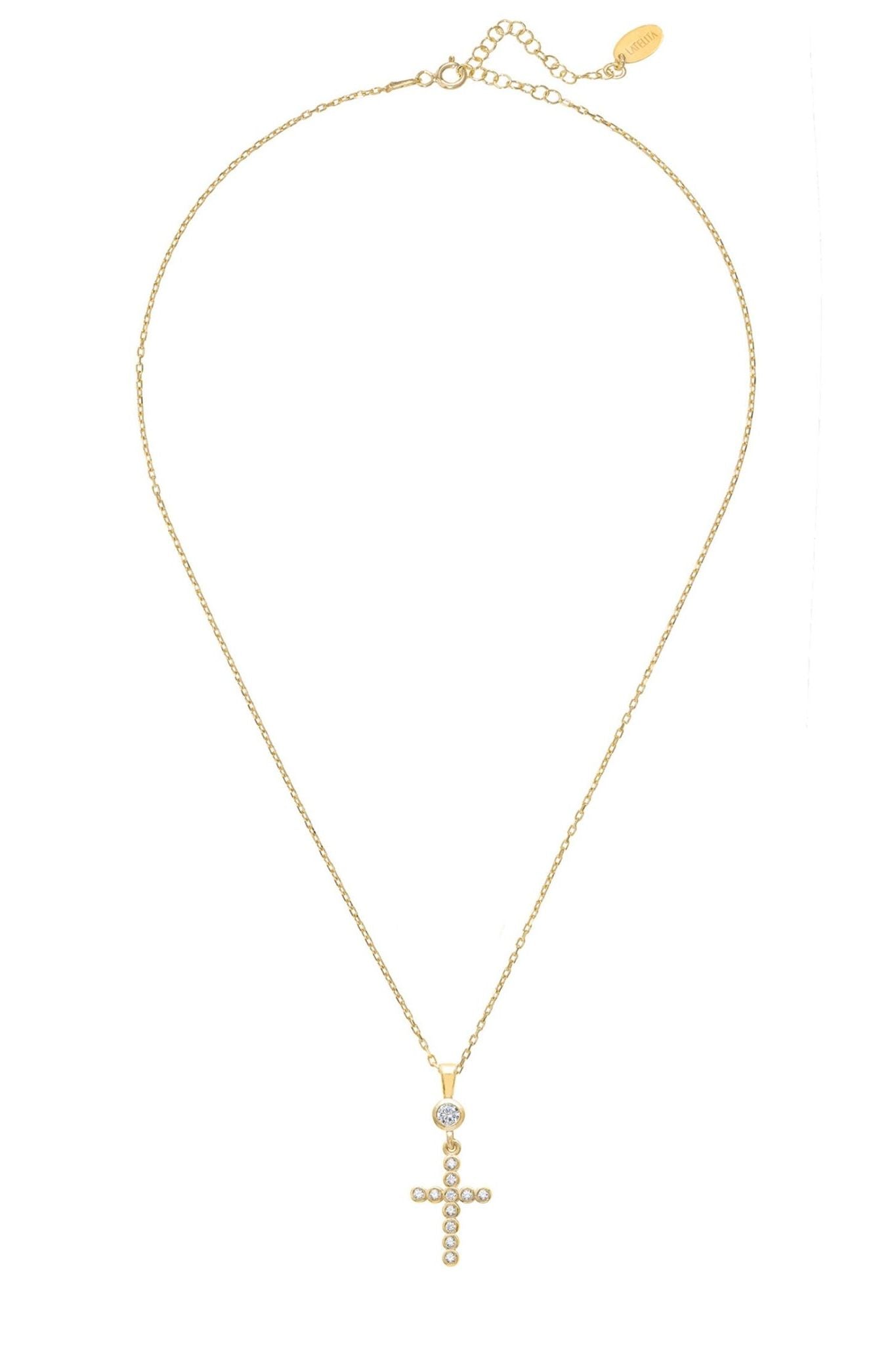 Sparkling Cross Pendant Necklace Gold - LATELITA Necklaces